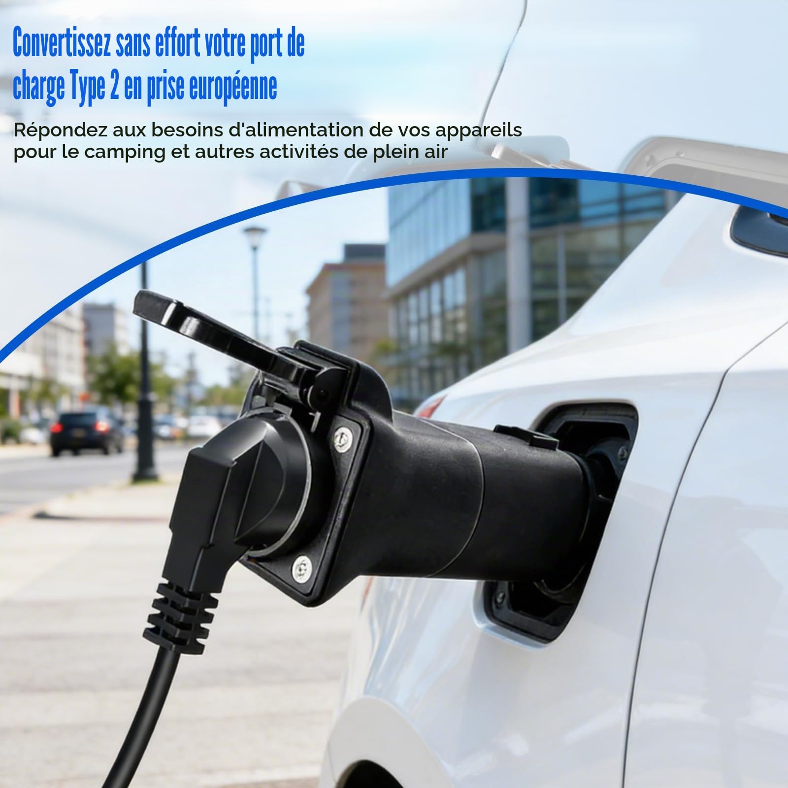 Adaptateur Type 2 vers Schuko, 3,5 KW 16A 220V Adaptateur de Station de Recharge Type 2 avec Lumière, Adaptateur V2L pour MG EV, Adaptateur de Recharge Compatible avec MG4, MG5, MG ZS, MG Marvel R