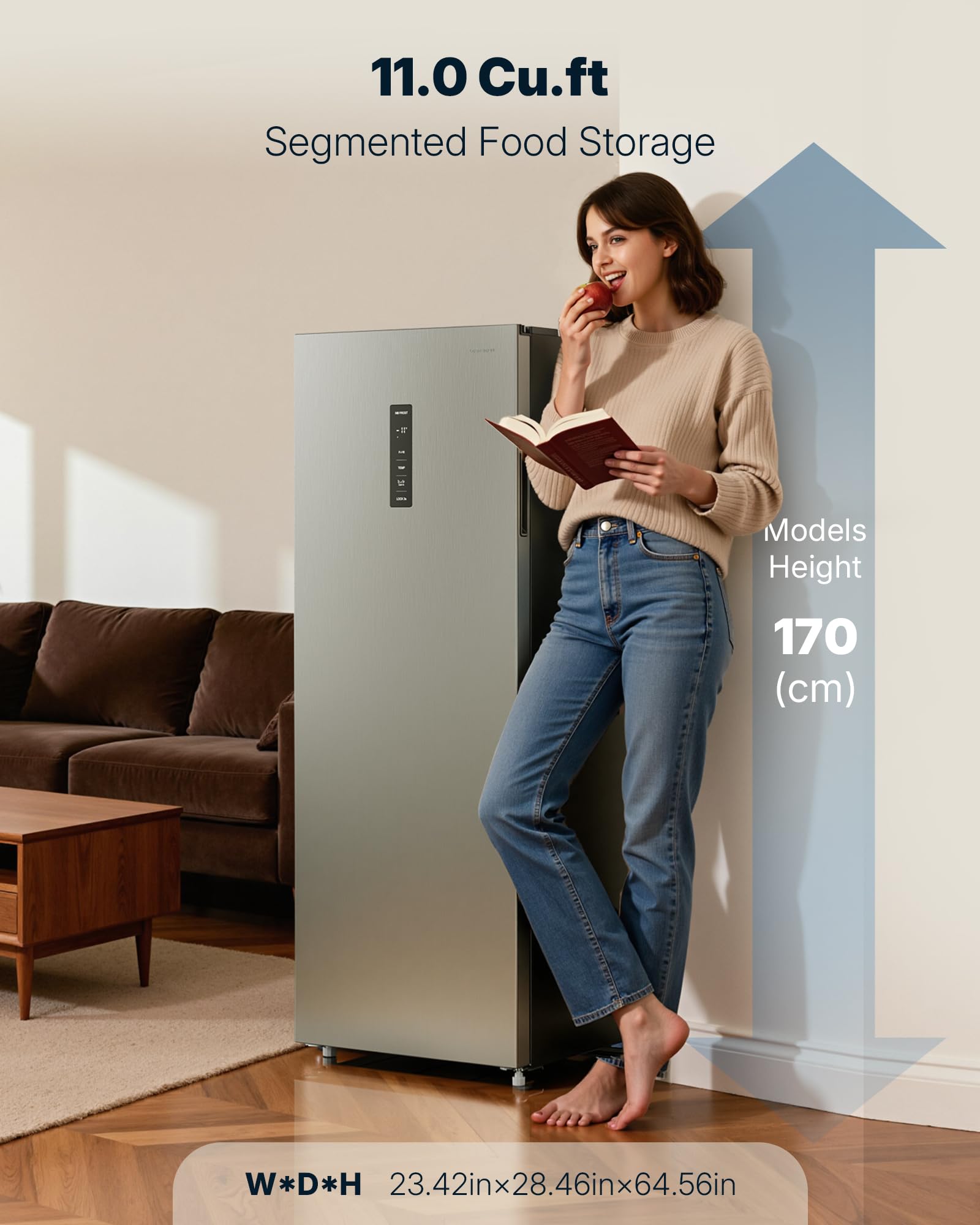 Upstreman 10.8 Cu.Ft. Upright Freezer, Convertible Freezer Refrigerator with Smart Electronic Control, Frost Free, Quiet Operation, Stand Up Freezer for Homes, Office, Garage-UP11 on Fridge.com