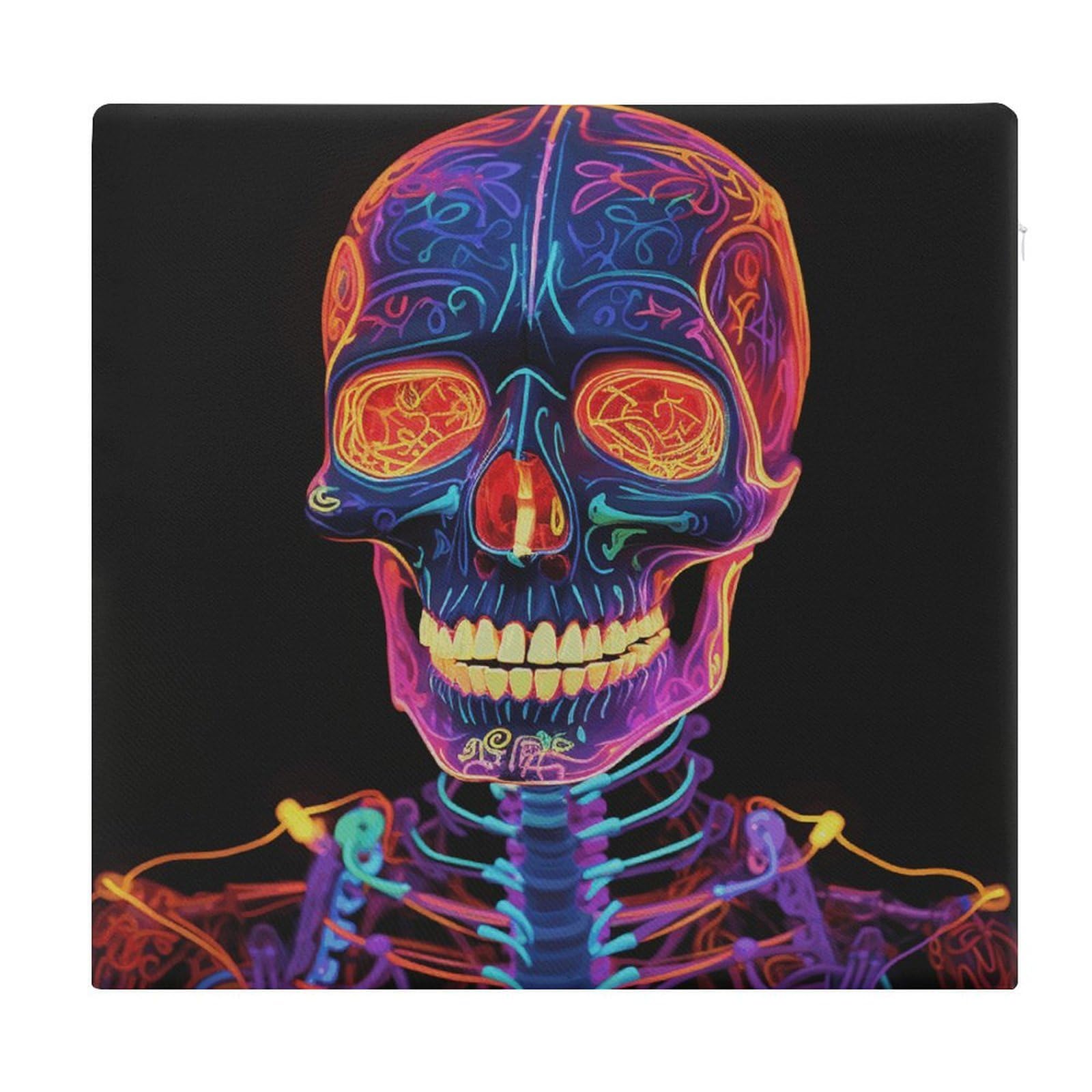 Adfgyerh Style Skull Glowing Cushions Memory Foam For Adults, Seat Cushion Chair Pads Soft, Square Pillows For Dining, Kitchen, Office, Patio Chairs