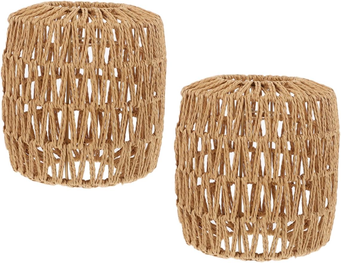 balacoo 2pcs Rattan Lampshade for Ceiling Light Fixture Elegant Hanging Lamp Shade for Farmhouse Style Decor Softens Light for Home Bar and Restaurant Use