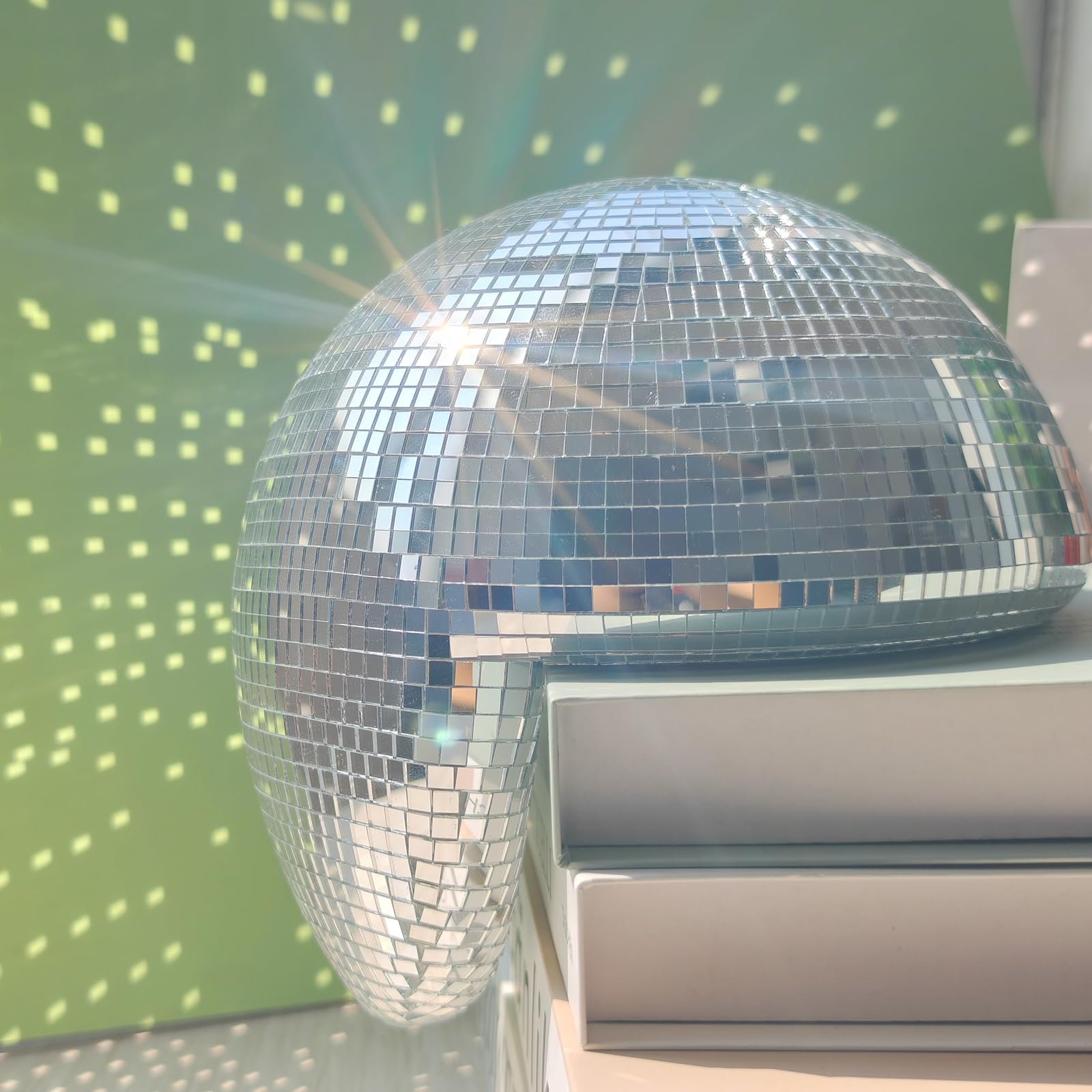 MFGDISCO Melted Disco Ball Decor,Handmade Reflective Mirror Ball,Aesthetic Shelf Decor for Bedroom, Office, Living Room,Unique Sparkling Disco Sculpture Modern Home Decor,Silver