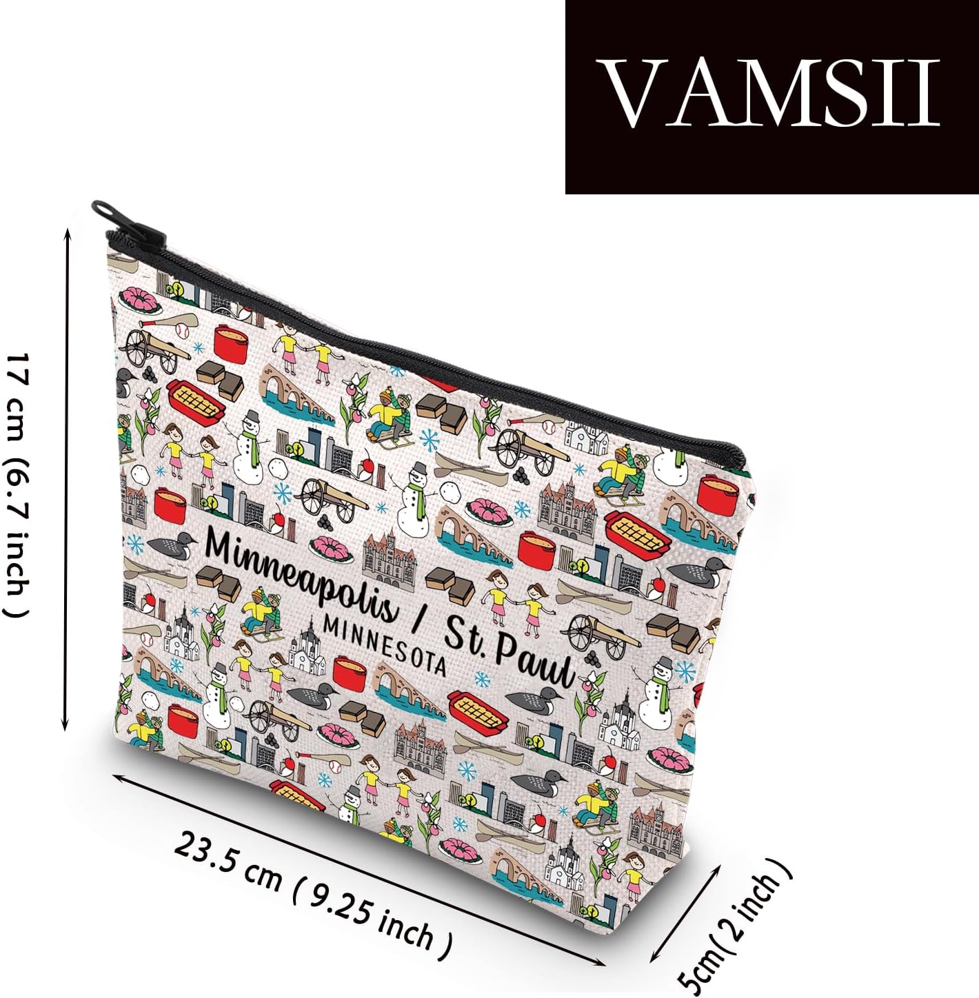 VAMSII Minneapolis Cosmetic Bag Minneapolis MN Souvenir St. Paul Minnesota Minnesota Themed Minnesota Gift MN City (Minneapolis) - Image 2