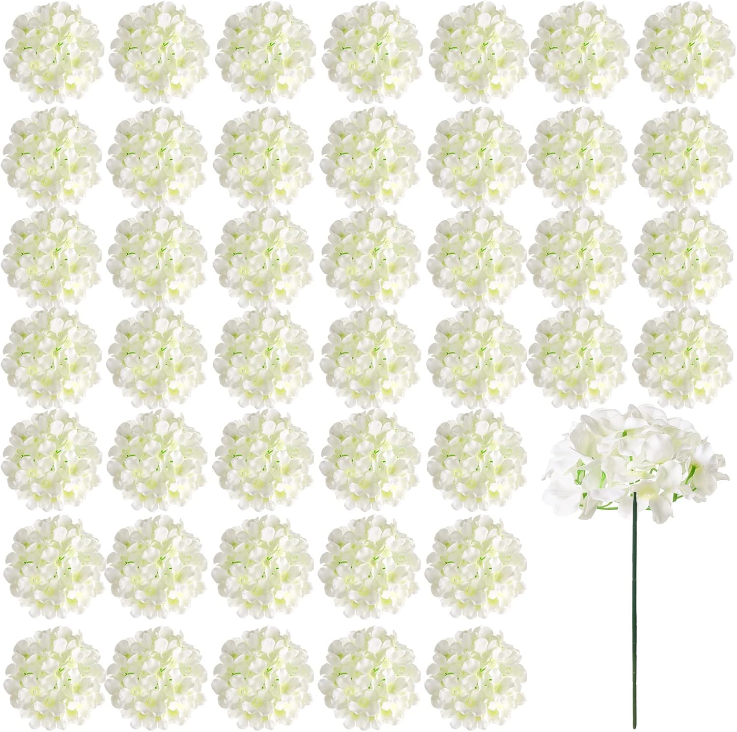 (Similar)Auihiay 26 Pieces Hydrangea Artificial Flowers Silk Hydrangea Flowers Artificial Flowers Heads with Stems for Home Wedding Party Decorations (Ivory)