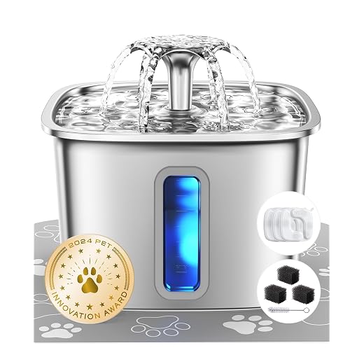 Veken Innovation Award Winner Stainless Steel Cat Water Fountain, 108oz