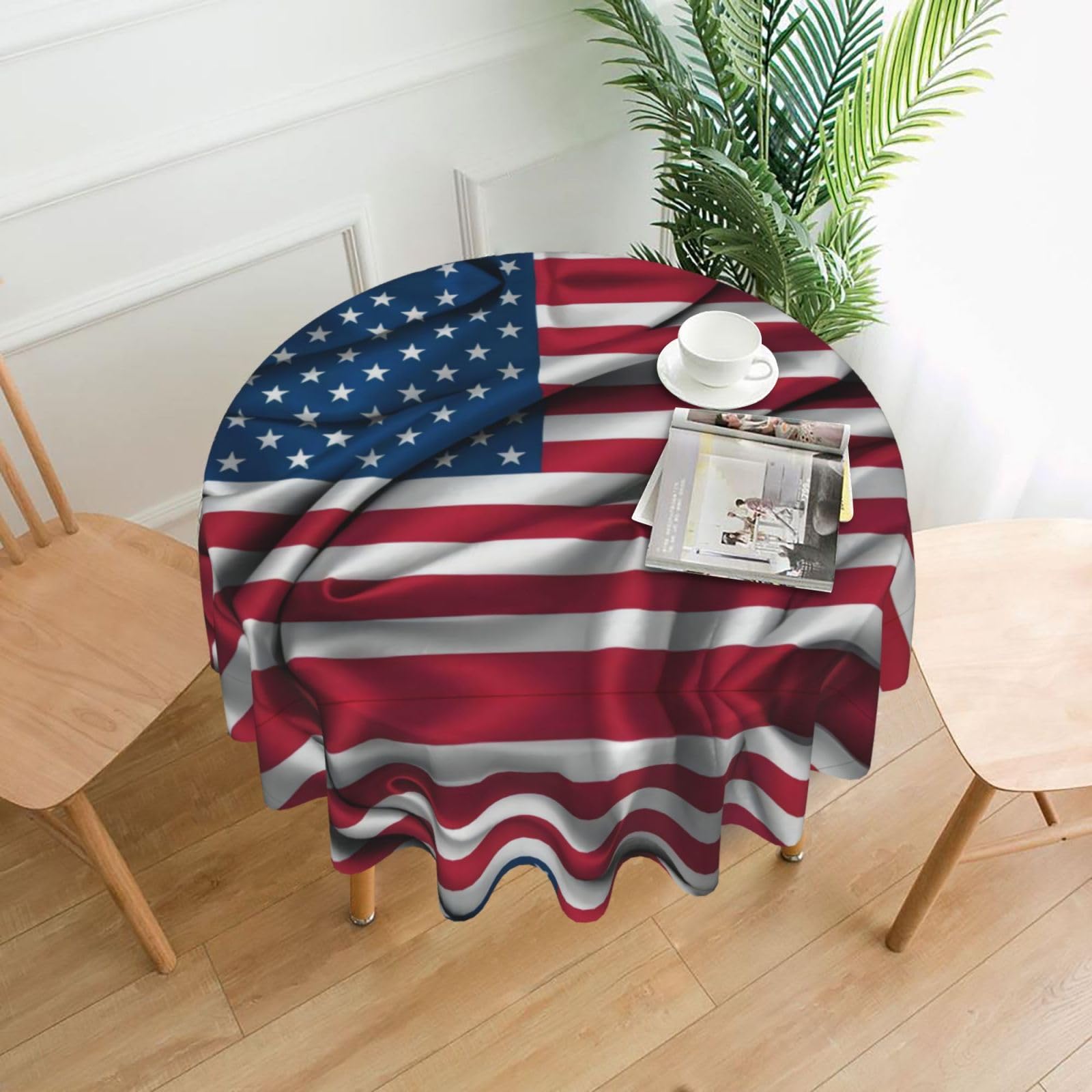 hhxvcv Beautiful American Flag Round Tablecloth – Dining Table Cover