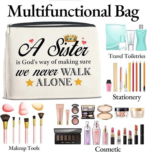 Miniatura 4 de TSUYAWU Regalos para hermanas de hermana hermano, bolsa de maquillaje de regalo para la mejor hermana, regalo para hermana de larga distancia,