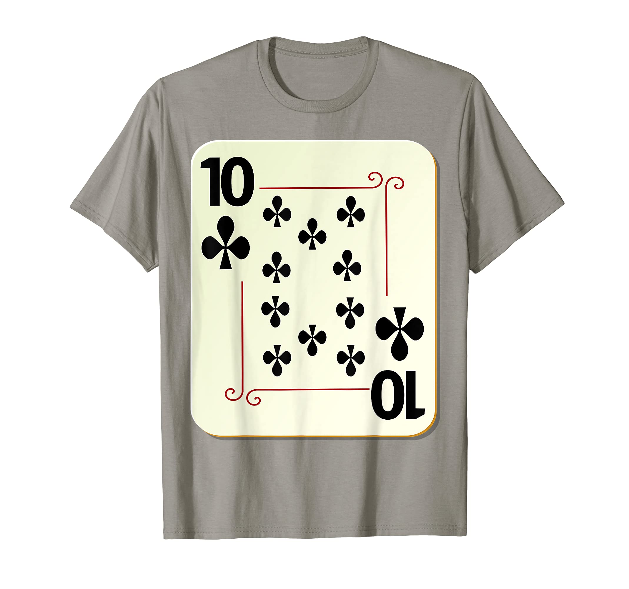 Ten Of Clubs Card T-Shirt, Grey