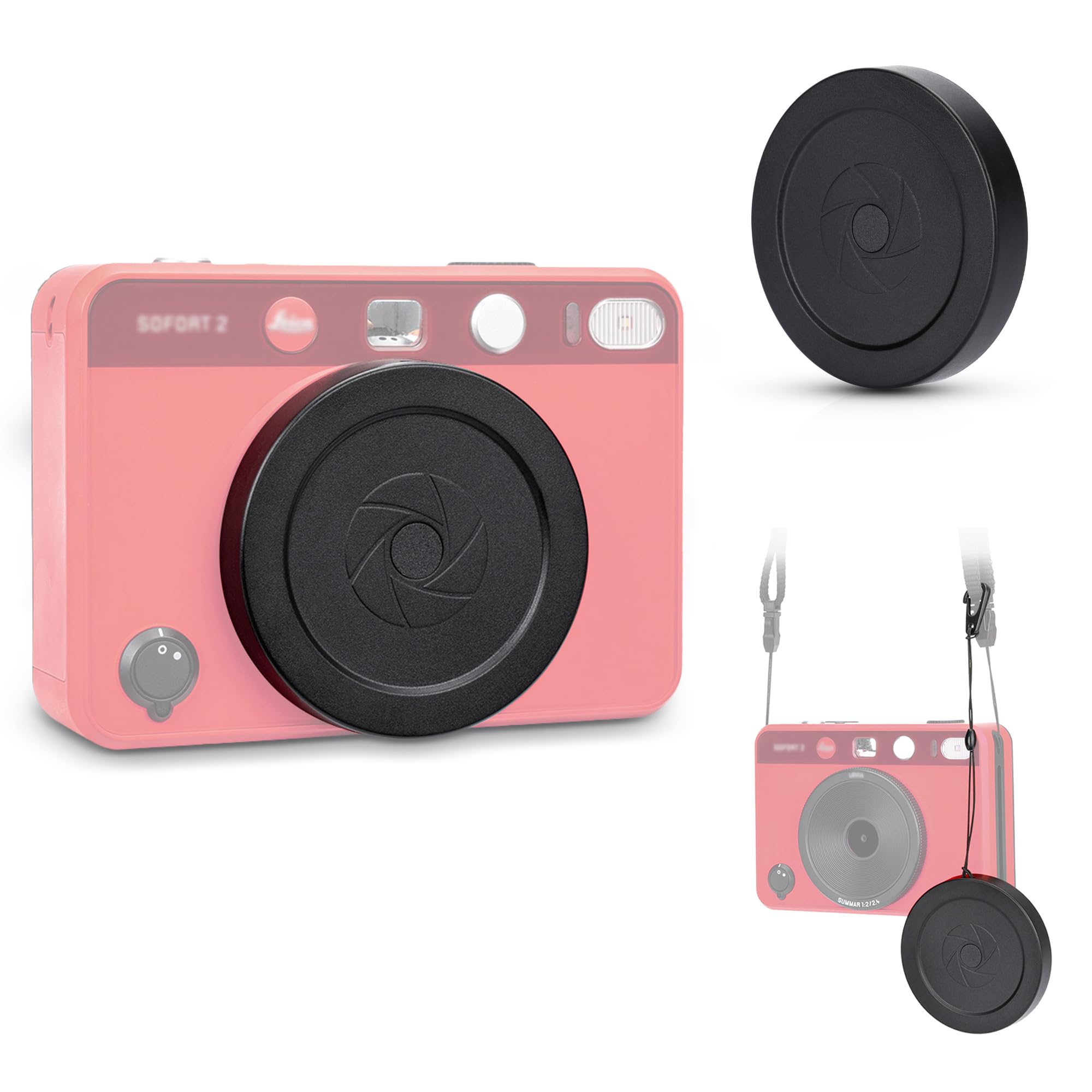 Magnetic Lens Cap Cover Protector for Leica Sofort 2 Instant Camera, Magnetic Lens Cap with Anti Loss Strap, Anti-Scratch Dustproof Protective Accessories for Leica Sofort 2 Camera - Black