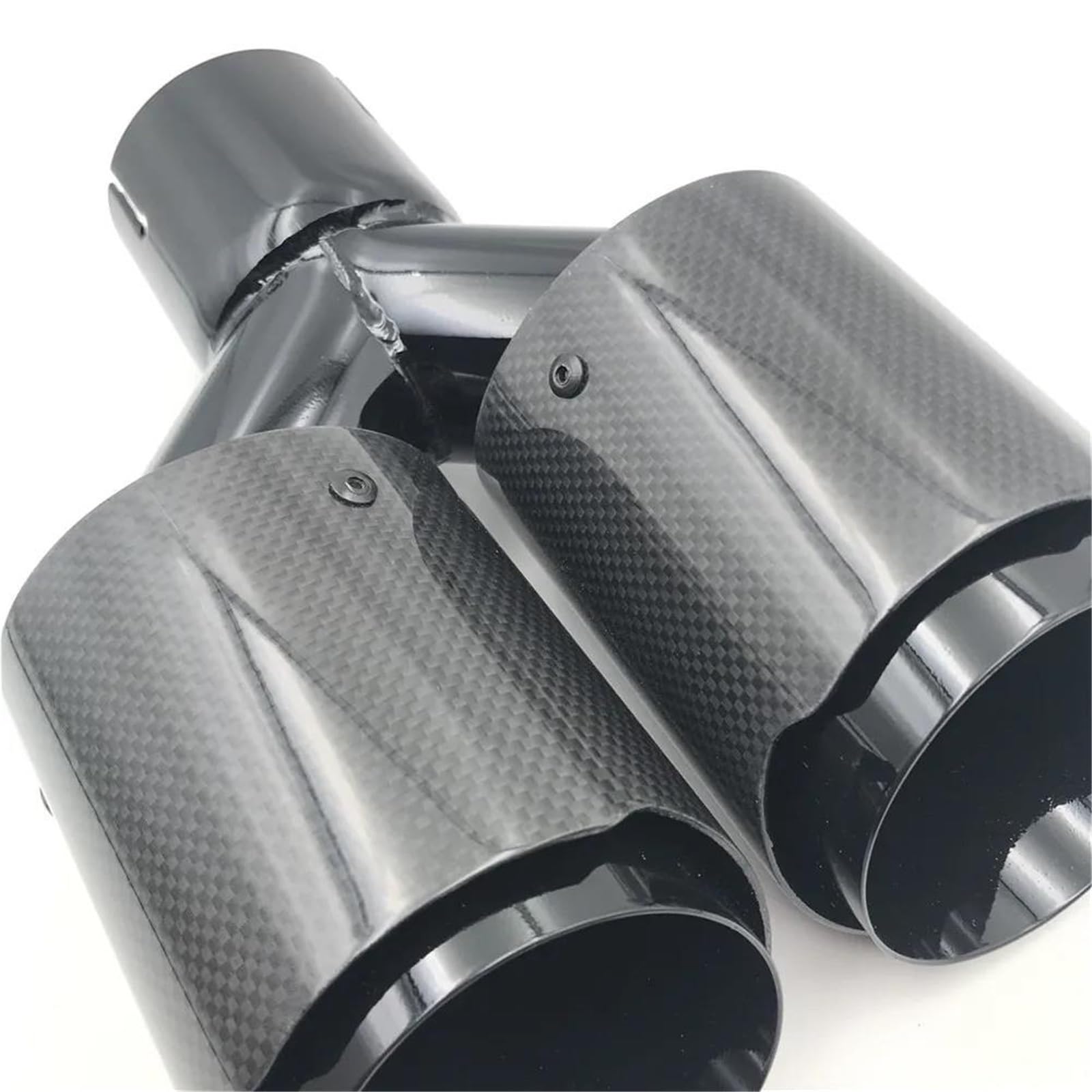Terminale Di Scarico 1 Pz Lucido In Fibra Carbonio Doppio Silenziatore Punta Tubi Scarico Tubi Scarico Universale Nero In Acciaio Inox Tubo Per BMW F30 E90 Silenziatore Coda Tubo(60MM -76MM)