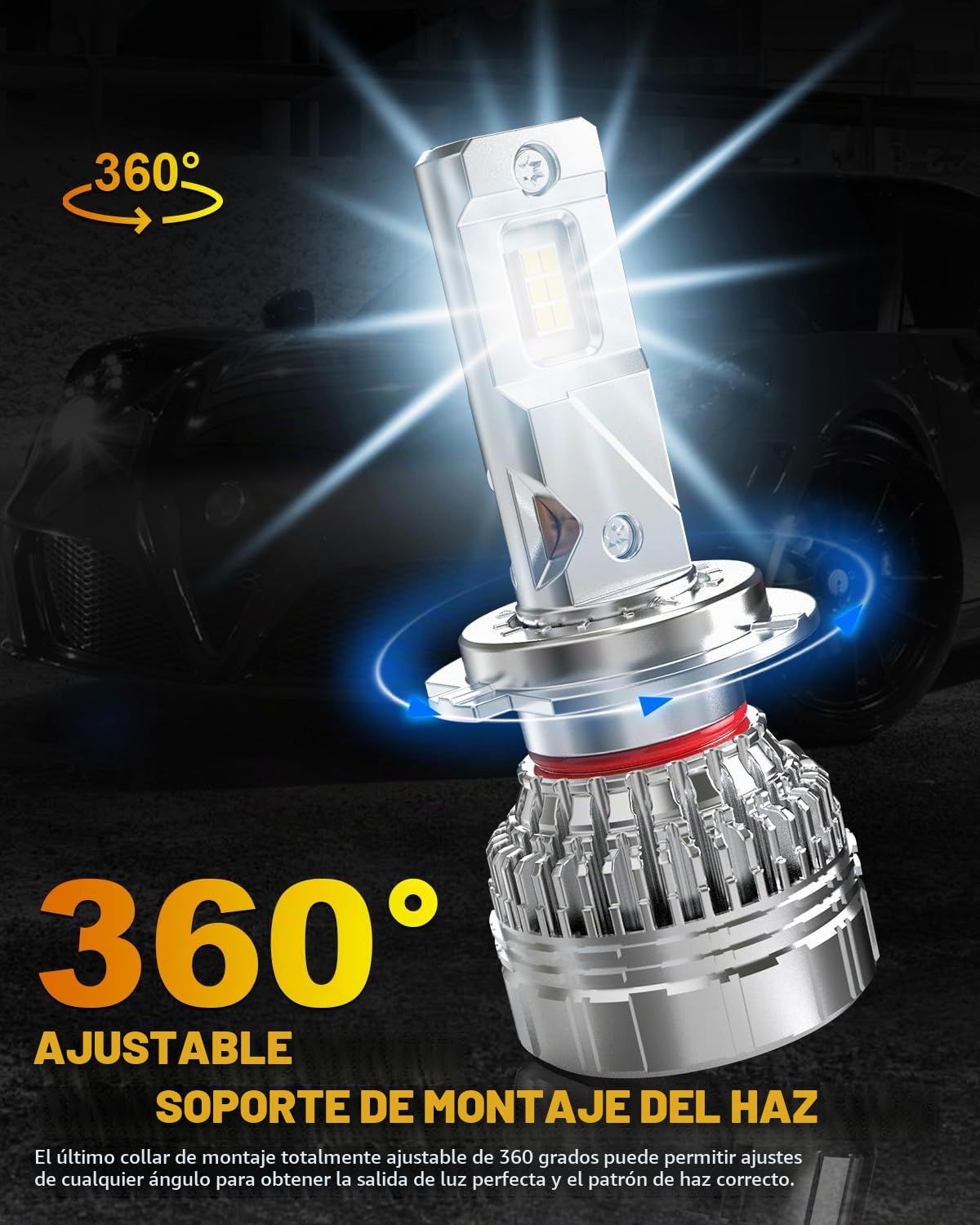 Bombillas H7 LED, 110W 30000LM 800% Brillante 6500K Blanco Canbus Luces LED H7 Faros Delanteros de Coche 12V 24V Lámpara Reemplazo para Halógenos y Xenón, 2 Bombillas