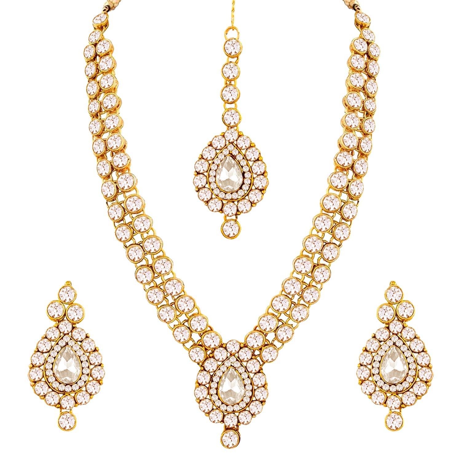 I Jewels Traditional Gold Plated Jewellery Set with Maang Tikka for Women IJ244W (White) (B0107SIABK) Amazon Price History, Amazon Price Tracker