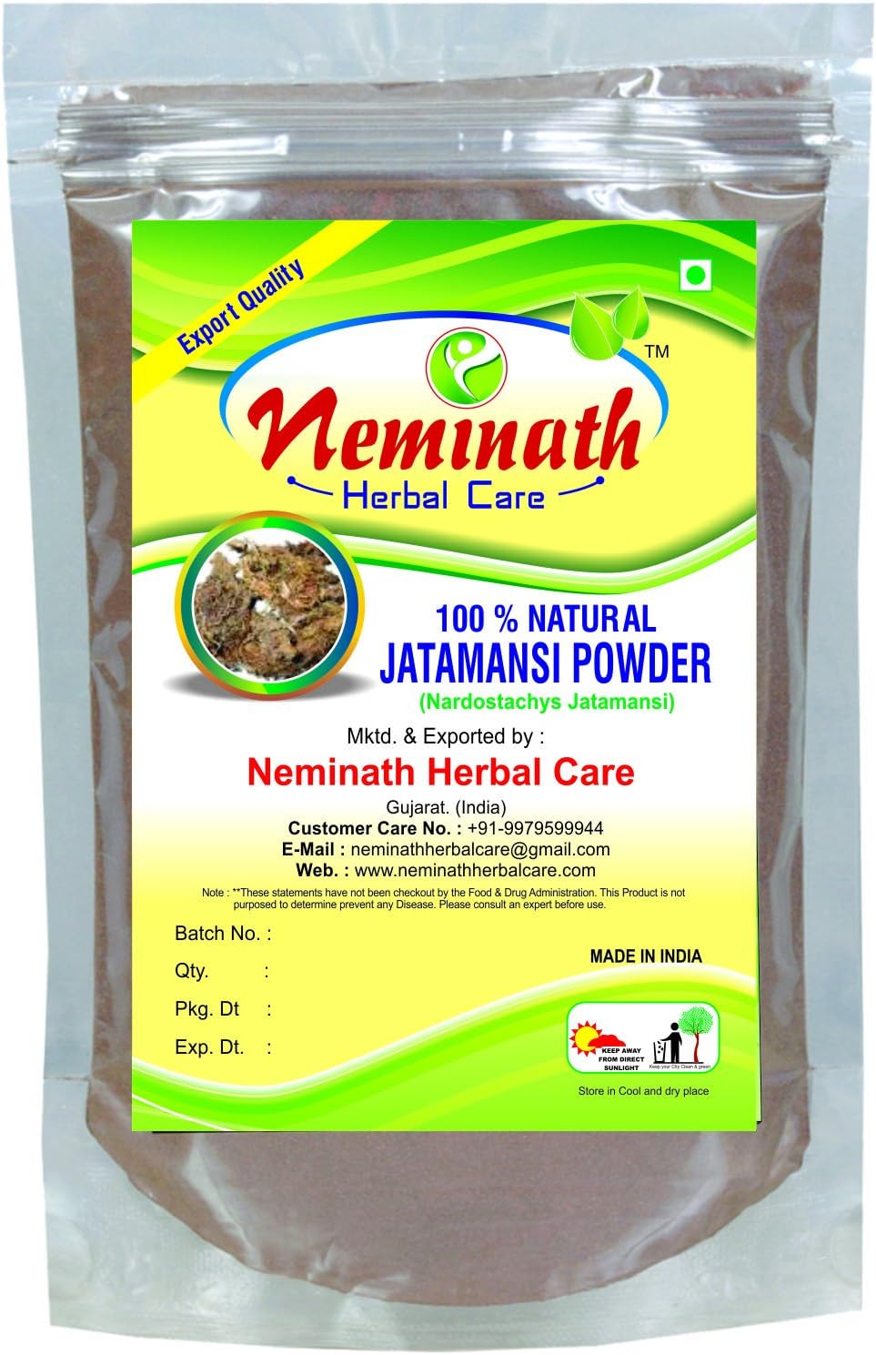 100% Natural Jatamansi Root (NARDOSTACHYS JATAMANSI) Powder for REJUVENATING HAIR ROOTS NATURALLY by Neminath Herbal care (1/2 lb / 8 ounces / 227 g)