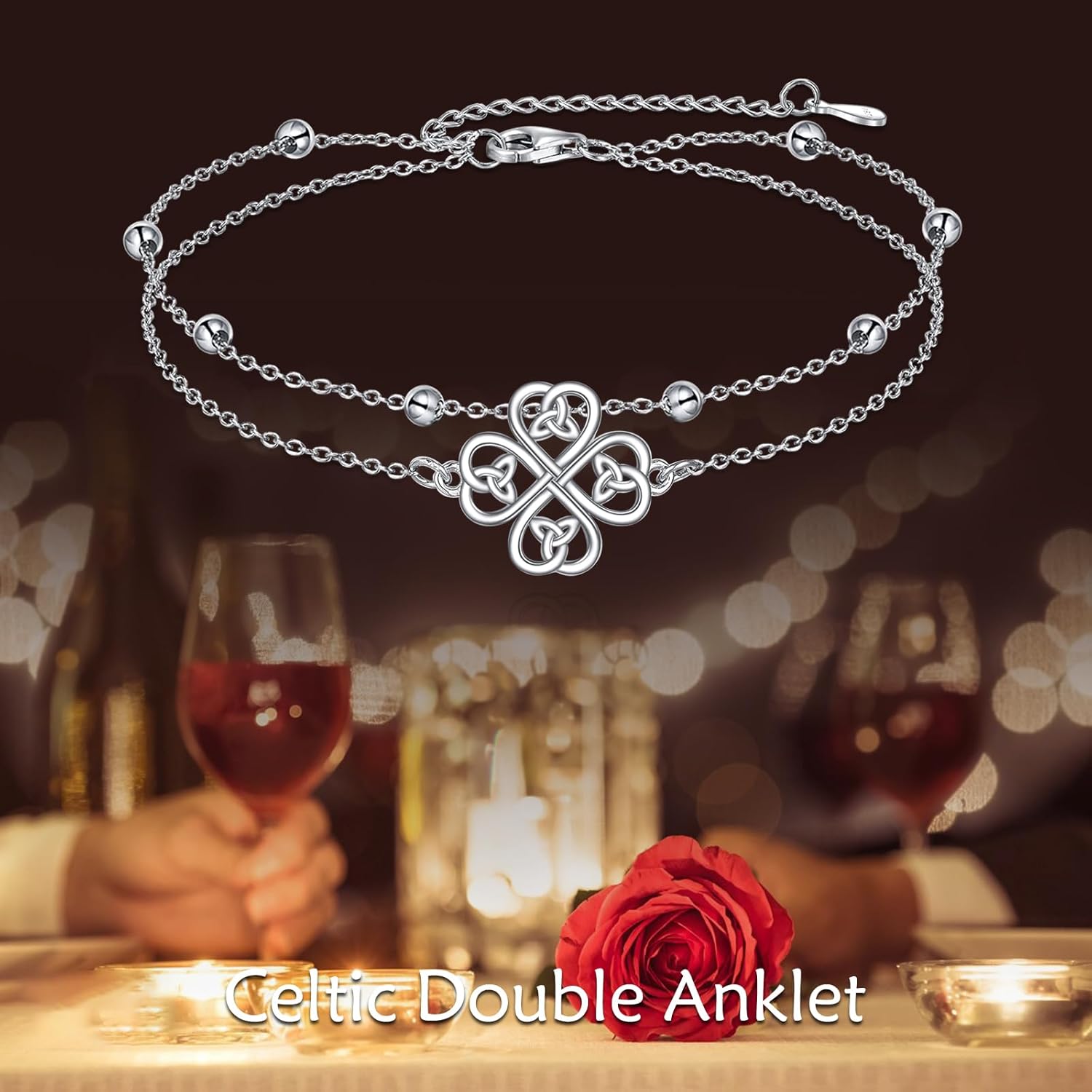 Four Leaf Clover/Chakra Leaf Anklets 925 Sterling Silver Double Layered Chain Women's Anklets Jewelry Gifts