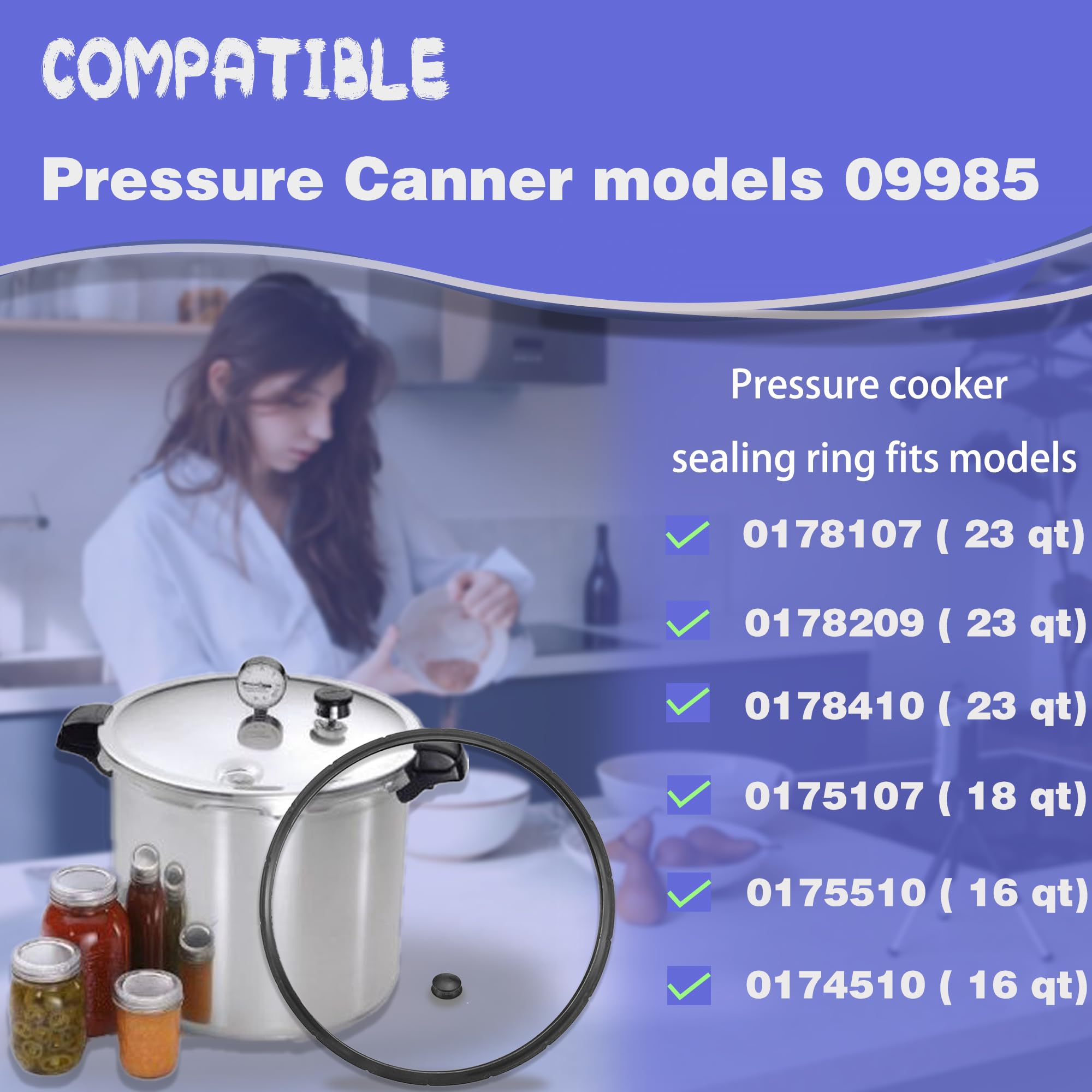 Fuator 09985 for Pressure Canner Sealing Ring Replacement with Overpressure Plug Fits 01781 01782 01784 01751 01755 01745 Pressure Cooker 16 18 23 Quart Pressure Canner Gasket Parts