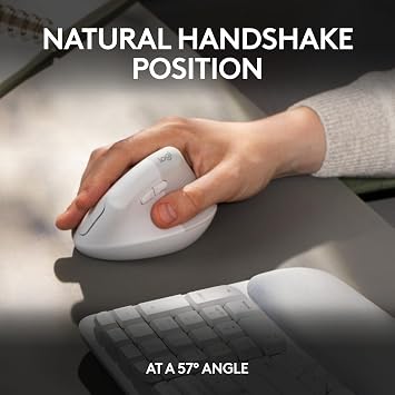 Logitech Wave Keys & Lift Vertical Mouse - Ergonomic Bundle Wireless Keyboard with Cushioned Palm Rest & Vertical Wireless Mouse - Easy-Switch, Bluetooth, for Multi-OS, Windows/Mac - Off White