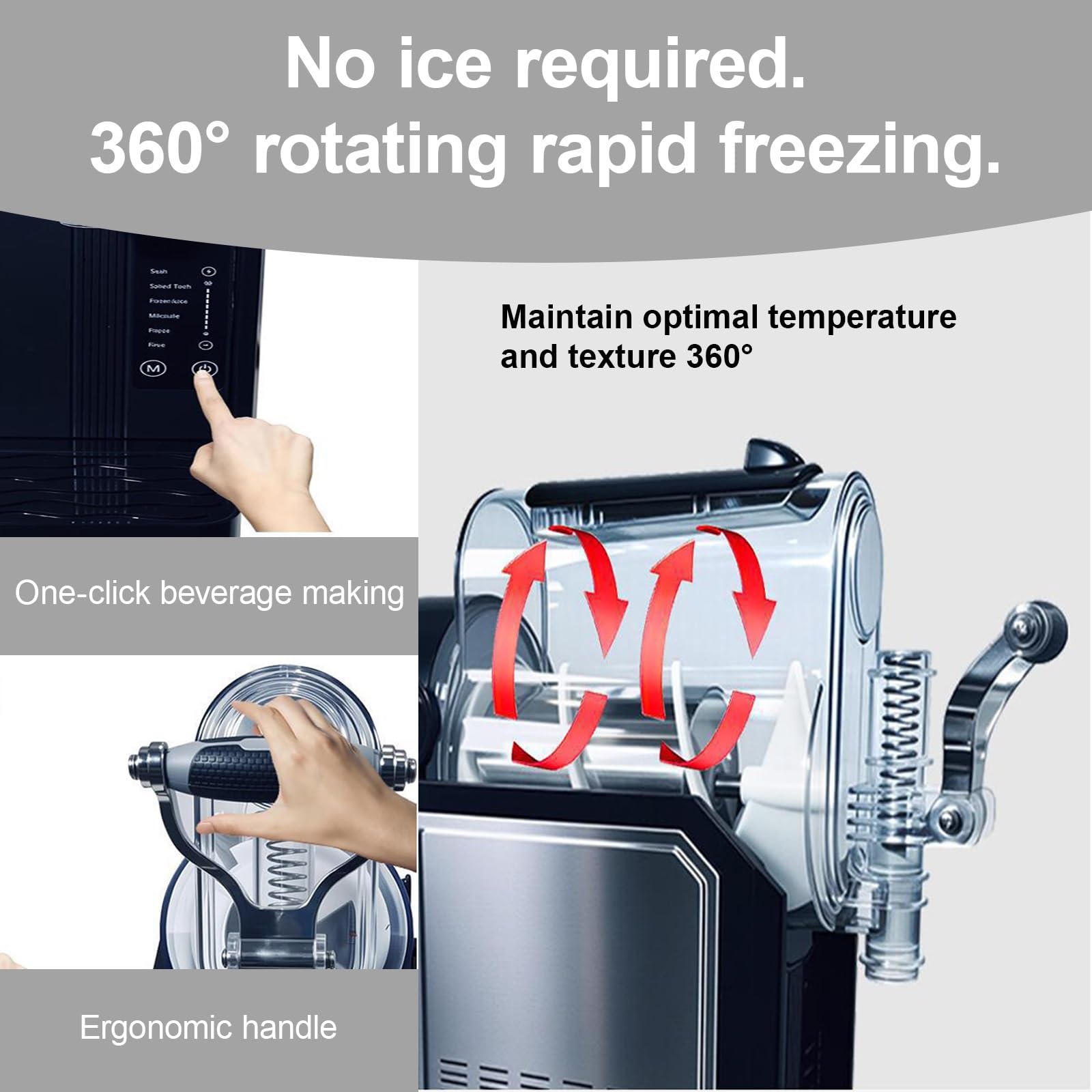 Máquina de Granizado Preparador de Bebidas Congeladas - Máquina de Slushie Comercial para Mostrador con Presets en Pantalla Táctil y Palanca de Dispensado, Depósito Transparente Grande 3 L