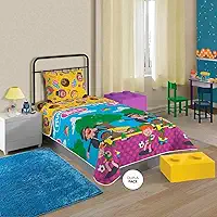 Edredom Dupla Face Microfibra Solteiro Estampado Mundo Bita 1,50 m x 2,20 m Com 1 peça, Lepper, Amarelo