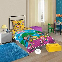 Edredom Dupla Face Microfibra Solteiro Estampado Mundo Bita 1,50 m x 2,20 m Com 1 peça, Lepper, Amarelo