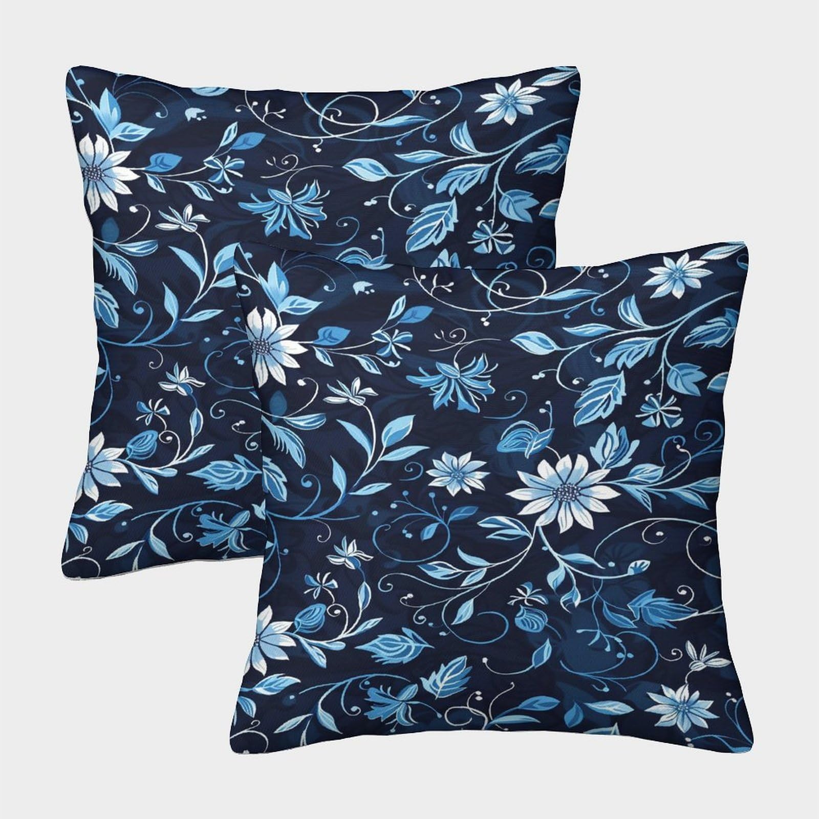 3D Printed Elegant Floral Throw Pillow Covers Flowers Square Throw Pillow Decorative Super Soft Pack of 2 for Home Couch Sofa Decorative, Gifts 50x50cm