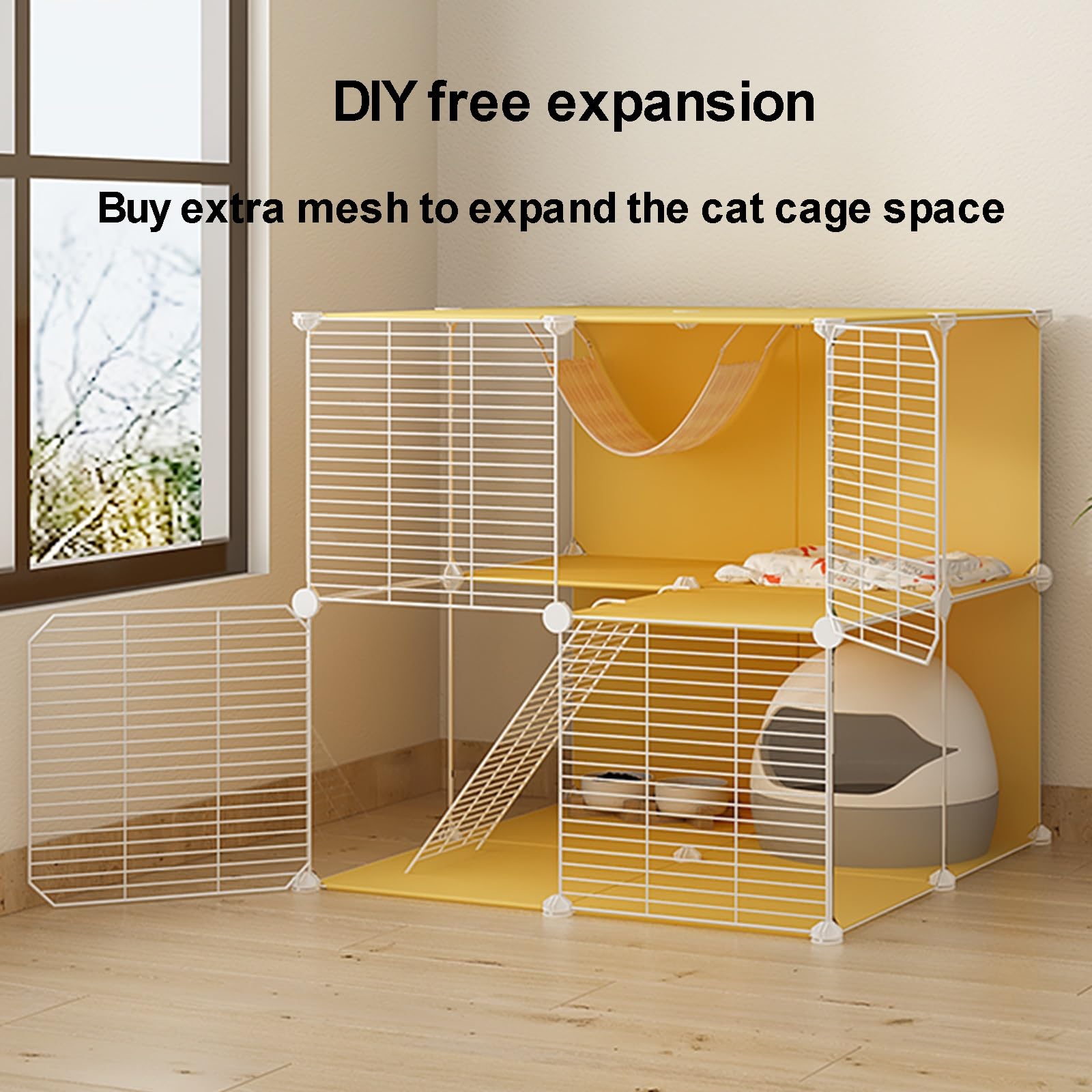 Jaulas para Gatos de Interior, Jaulas para Gatos de Interior DIY Casa para Mascotas de Interior con palets y Plataformas, Casetas de Alambre metálico Parque para Gatos Condominio para Gatos (Colo