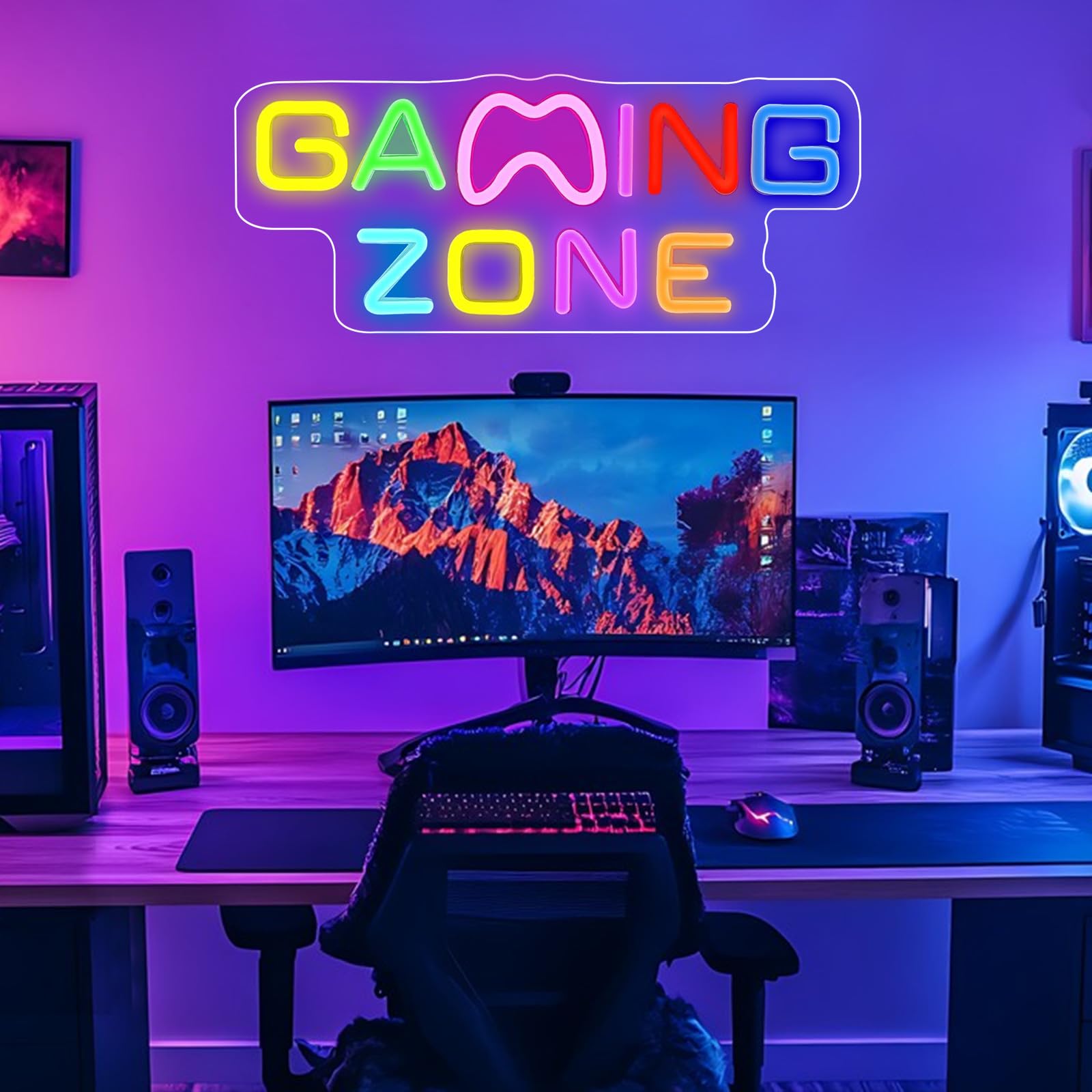 Gaming Zone Neon-Schild Mehrfarbiges Game-Zone-LED-Licht Neonlichter für Wanddekoration Neonlichter für Spielzimmer, Schlafzimmer, Männerhöhle Geschenk für Teens, Freunde, Jungen