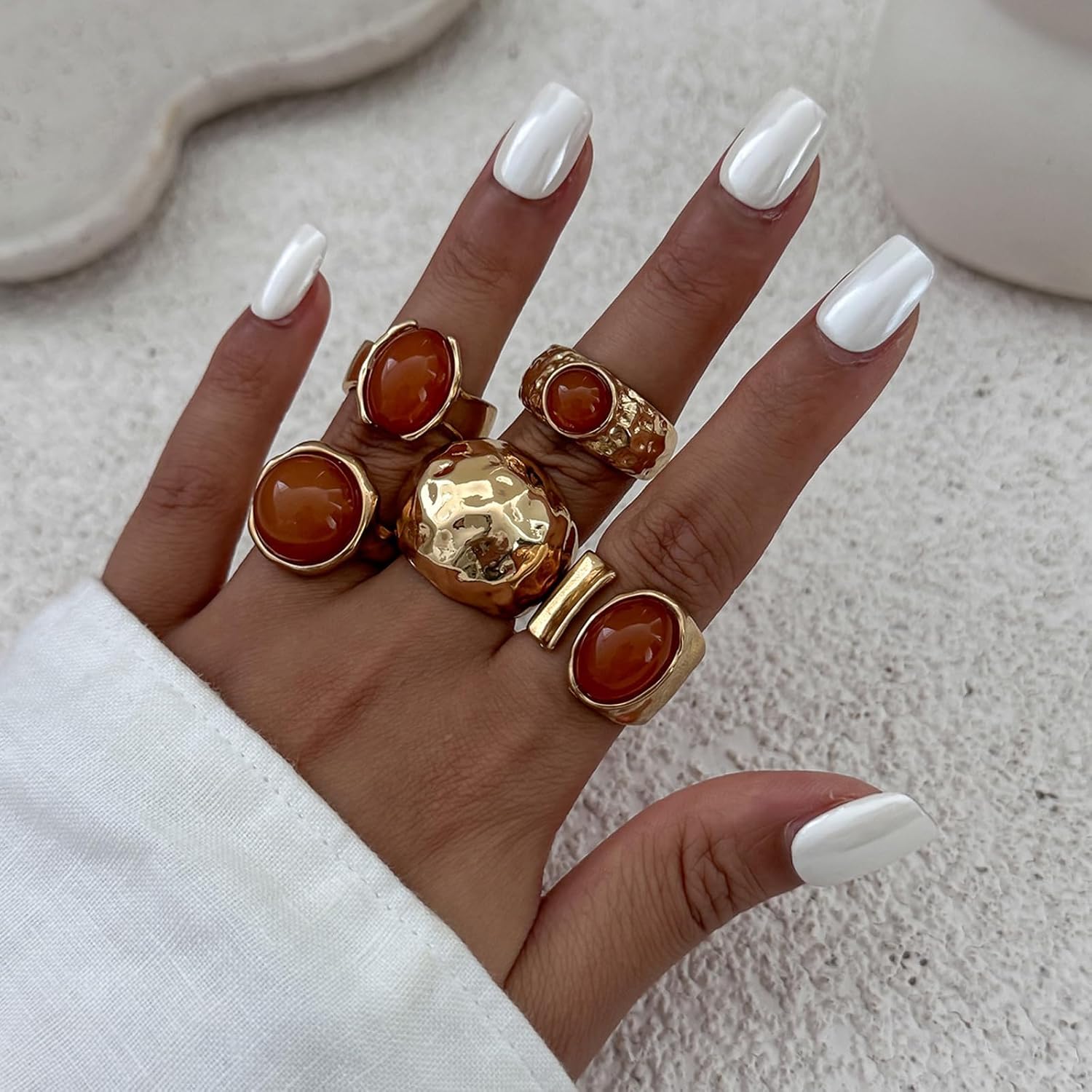 HUASAI Chunky Gold Rings for Women Big Jewelry Statement Rings Gold Chunky Jewelry for Women Fashion Ring Trendy Jewellery Gift - Image 3