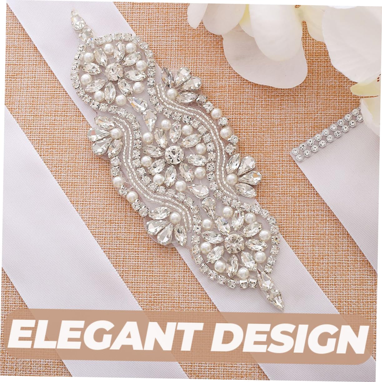 VILLCASE 4stücke Rhinestone Perlen Applikation Für Hochzeitskleid Glänzende Strass Patches Für Dekoration Für Brautgürtel Und Accessoires Elegantes Design Für Kreative Projekte