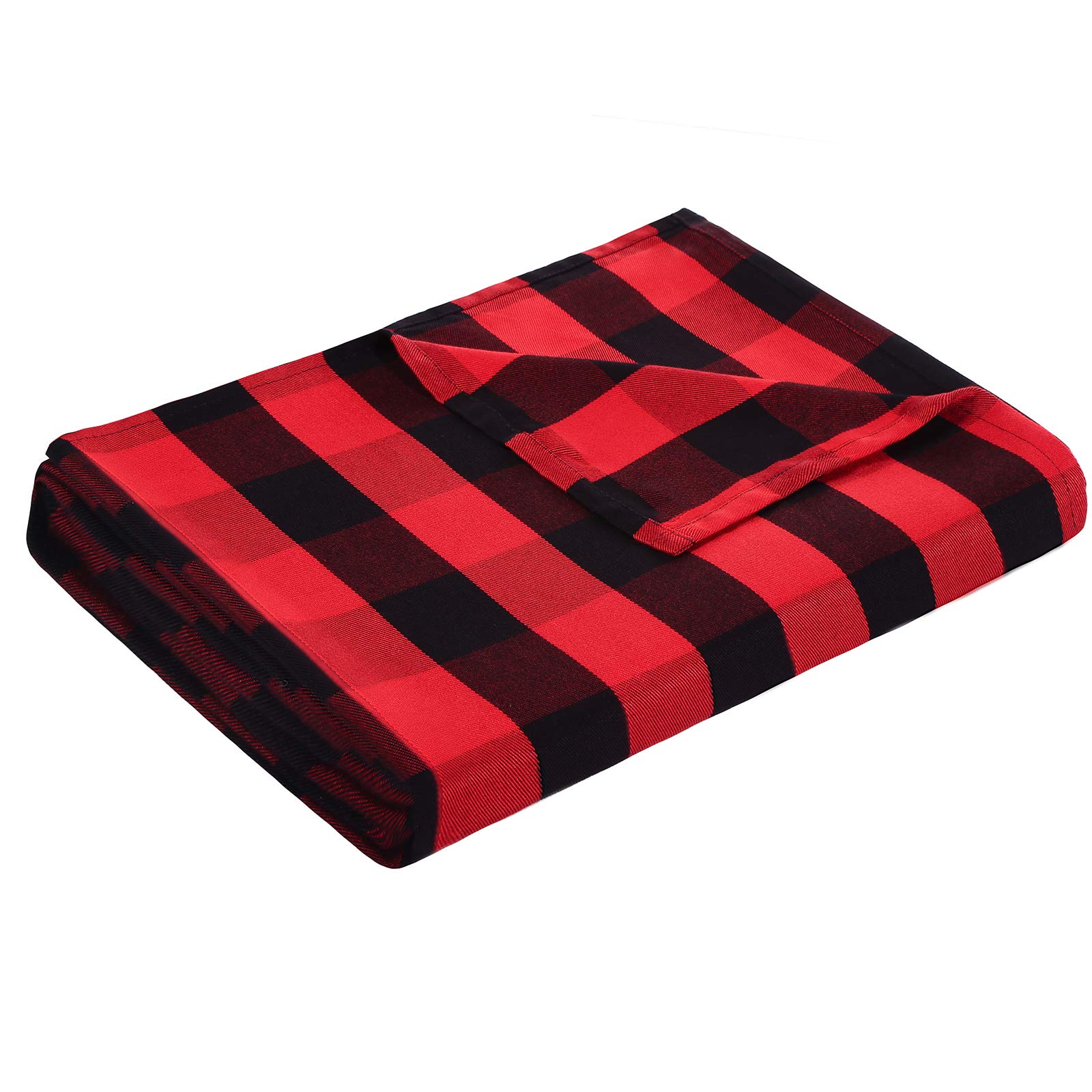 DANGTOP Twin Size Buffalo Plaid Cooling Blankets, Lightweight Red Black Checker Plaid Decorative Blanket for Hot Sleepers, Christmas Plaid Bamboo Blanket for Couch