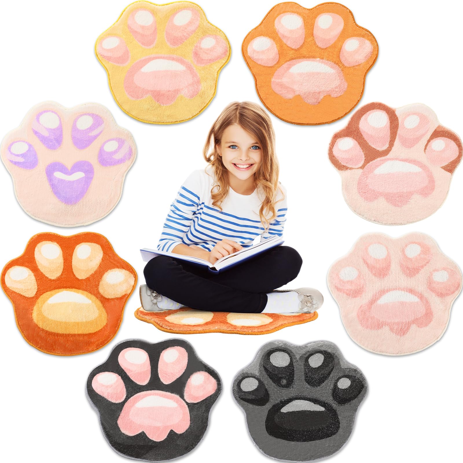 Tinideya 8 Pcs Classroom Carpet Kids Rug 15 X 15 Inch Back To School Supplies Round