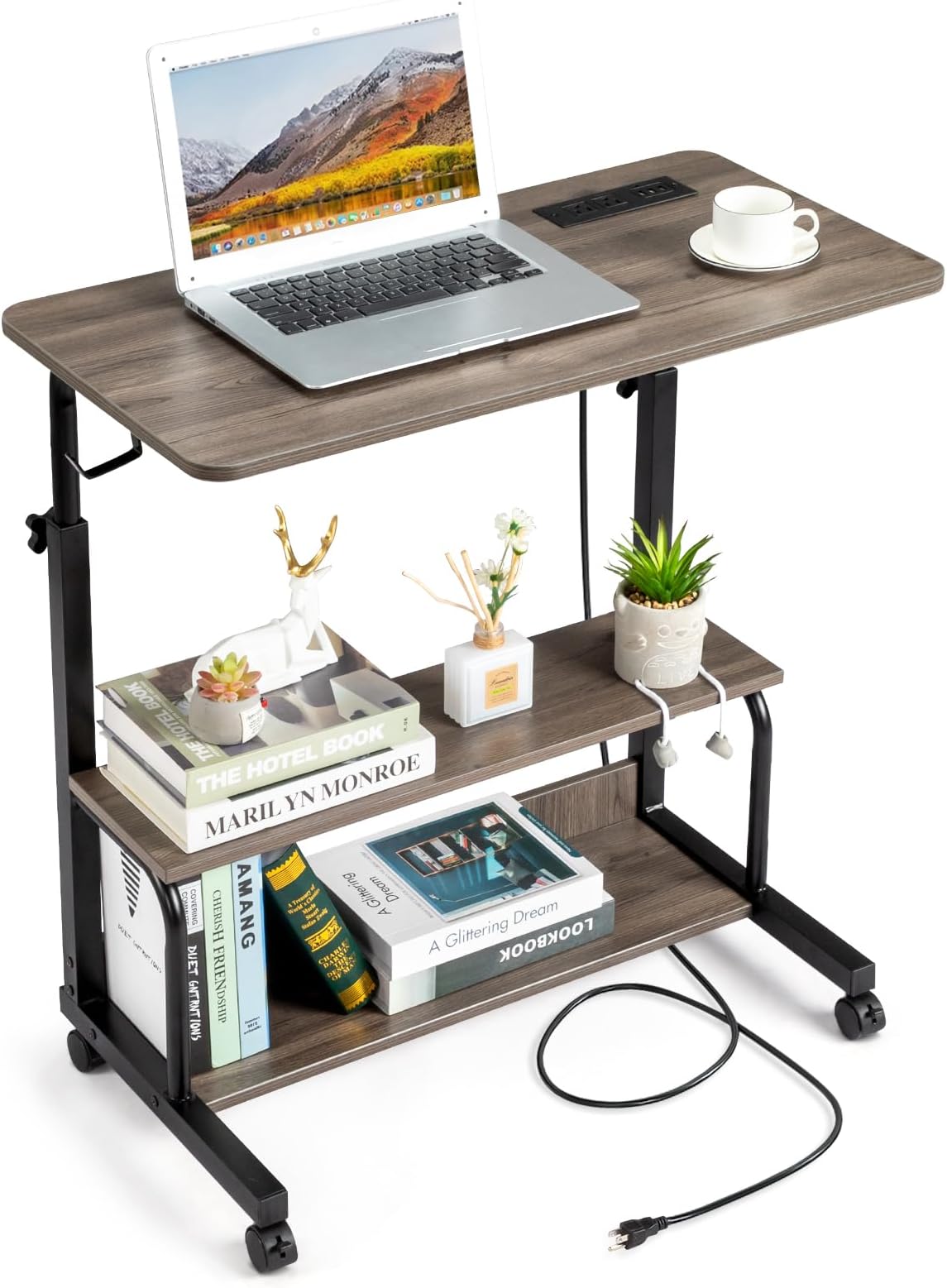 Electric Standing Desk,Height Adjustable Desk with 3 USB & Power Outlets,Sit Stand Table,Writing Computer Desk for Home,Office,Workstation (Grey Oak)