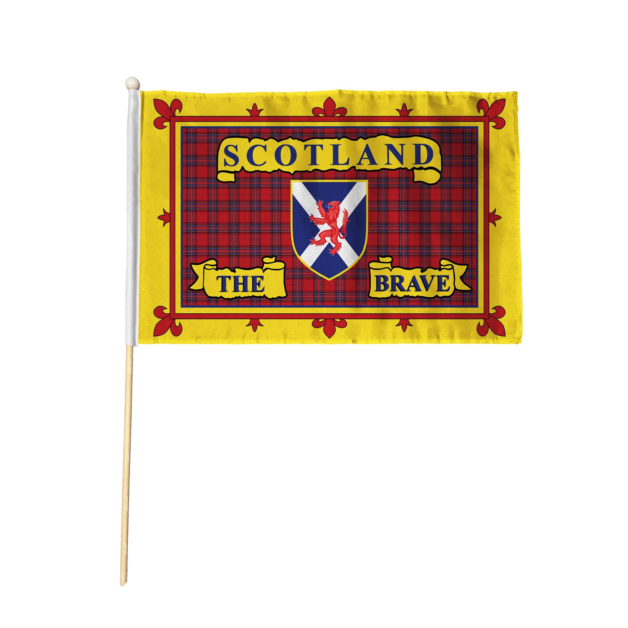 Flagtex Scotland The Brave Pack of 12 Hand Waving Flag (9x6 Inch) - Premium Wooden Stick Hand Flag 9x6 Inch Natural Wood Pole Blue White Saltire Scottish Heritage Flag Events โ image 1