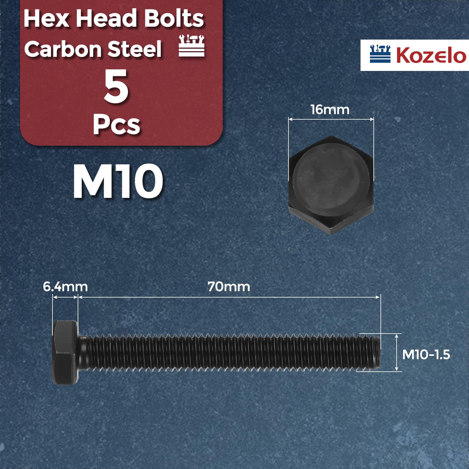 Kozelo 5 Pcs Hex Head Screws Bolts - Image 2