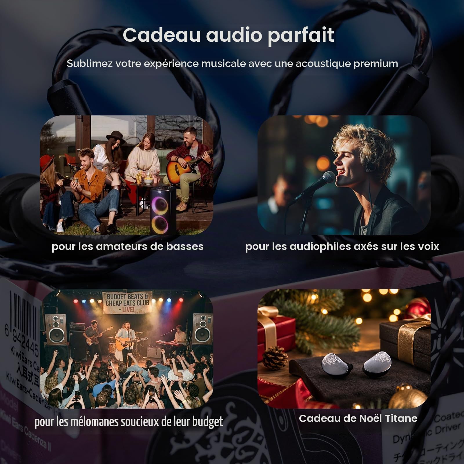 Linsoul Kiwi Ears Cadenza II 10mm Titanium Moniteur Intra-auriculaire
