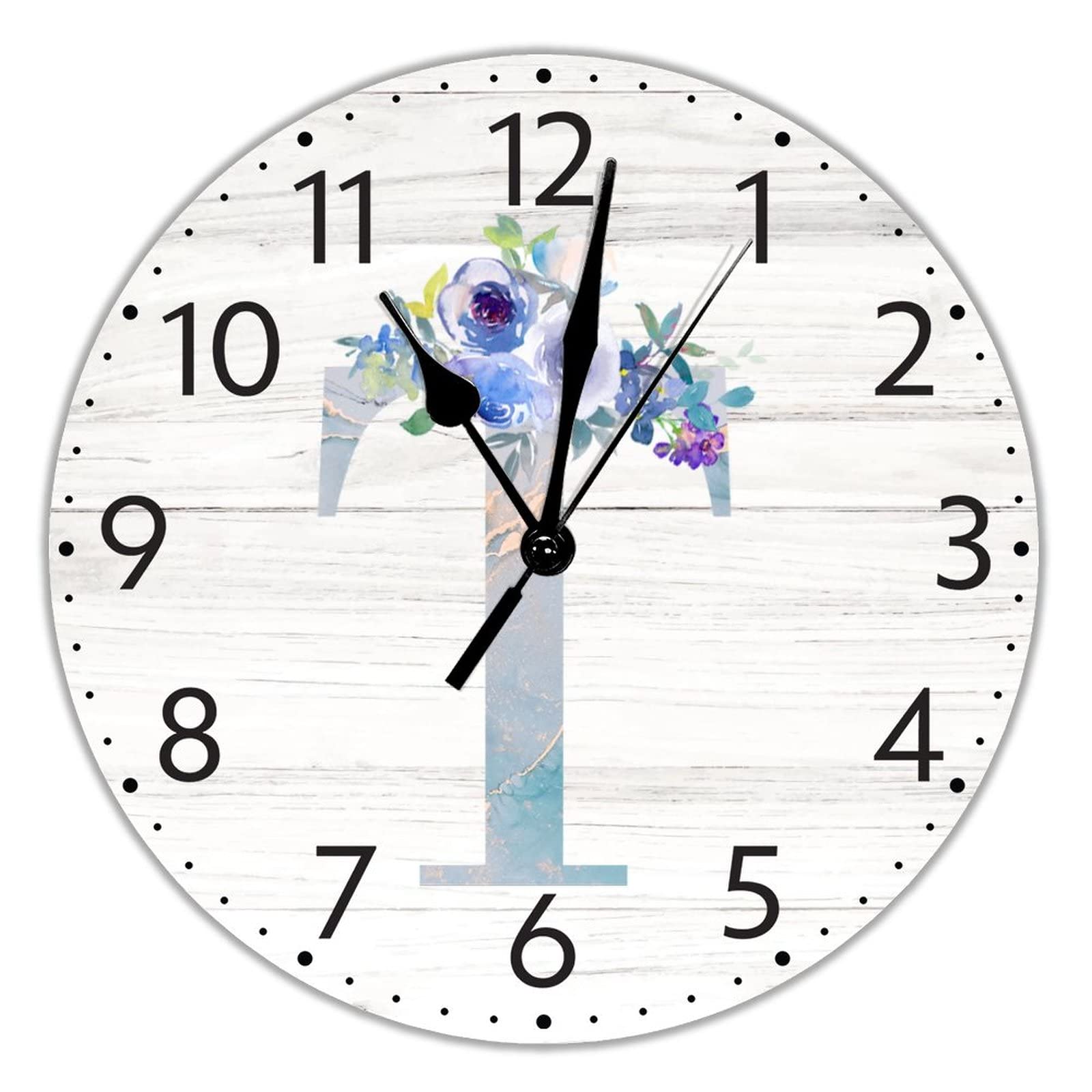 Horloge cuisine et salon lettre T marbre décoration silencieuse