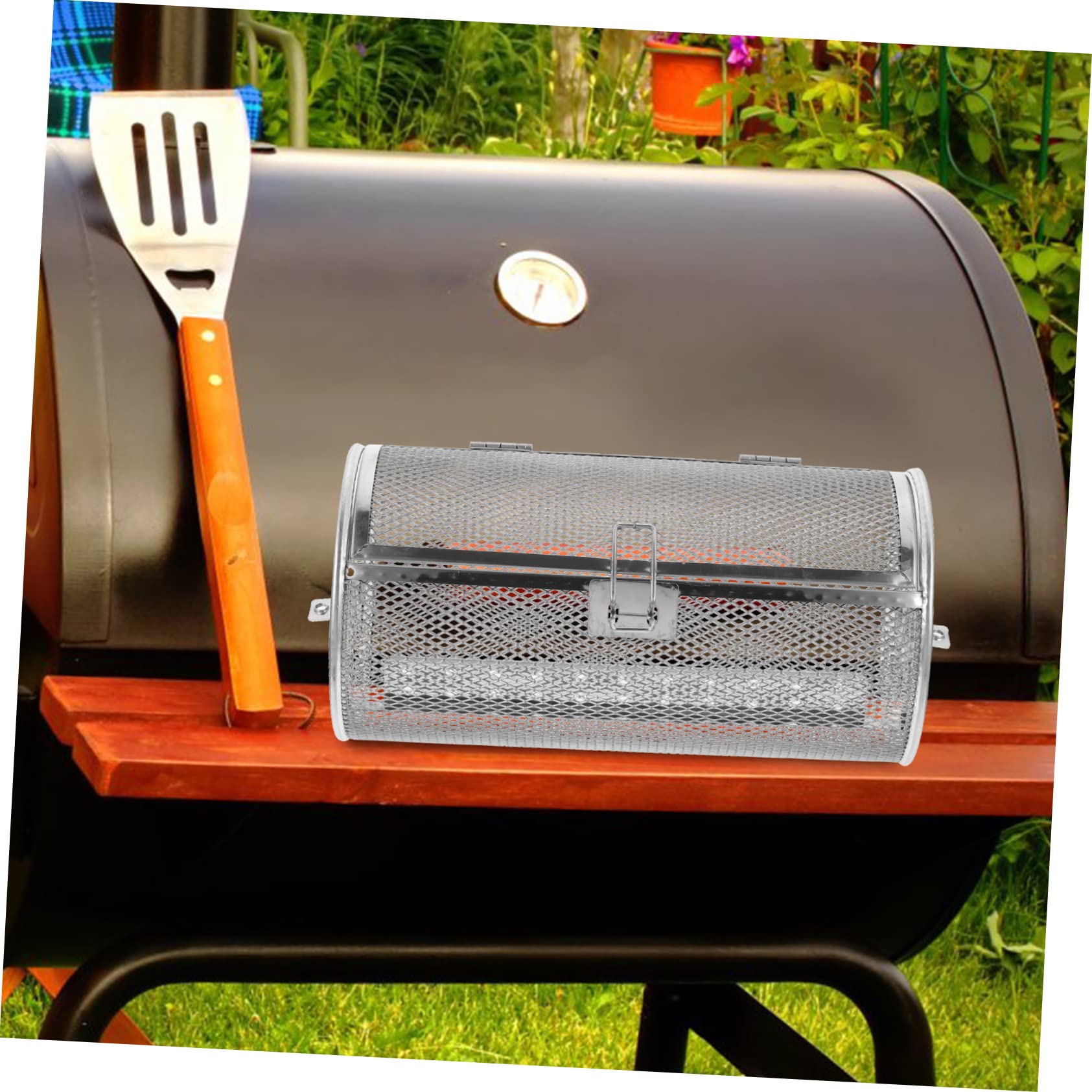SUPVOX Cestello Design Rotante per Grigliare in Acciaio Inossidabile e Riscaldamento Uniforme, per Carne e Verdure in Cucina e Riunioni di Famiglia