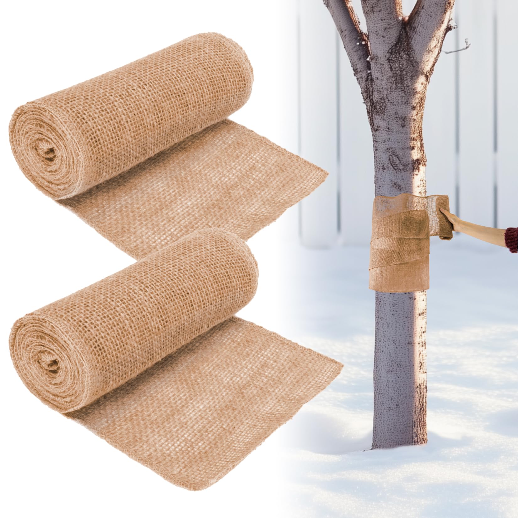 2 Rolls Burlap Roll - Burlap Tree Wraps To Protect Bark 7.8