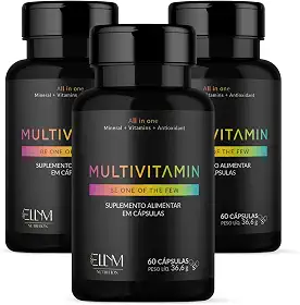 Multivitaminico Completo 180 Capsulas ELLYM NUTRITION Complexo Vitaminico para o Dia a Dia Mulher e Homem Polivitaminico