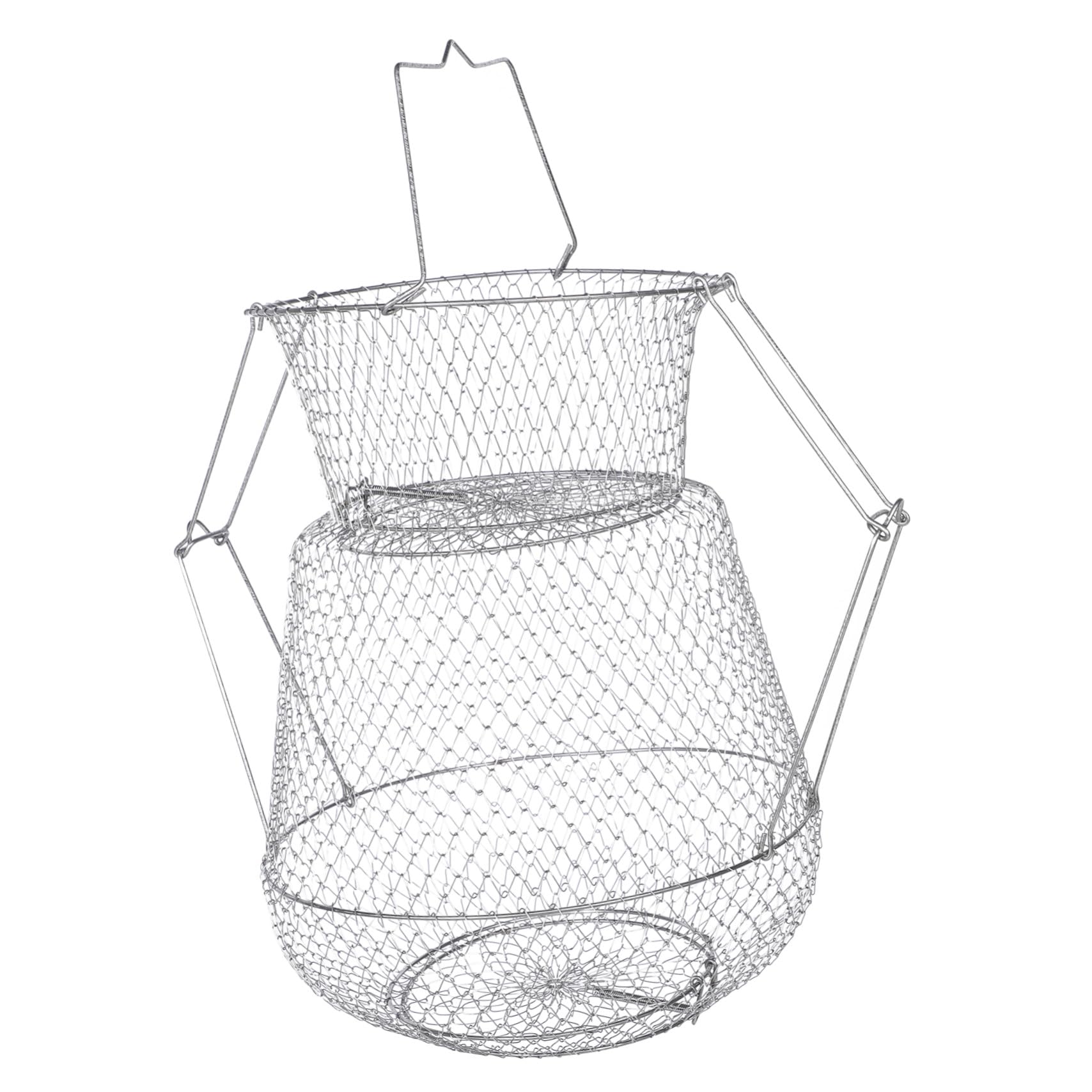 Cabilock Red de Pesca Metálica Plegable de 30 Cm Acero Inoxidable 304 Resistente Cesta para Pescar Peces y Cangrejos Accesorio de Pesca Portátil y Almacenamiento de Captura