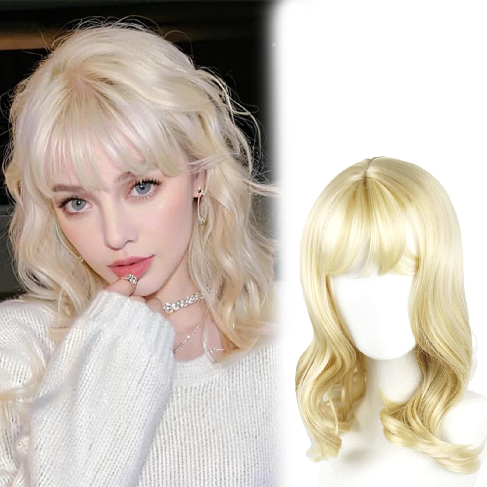 FOSDICK Blonde Wigs for Women Girls 45cm Short Blonde Wig