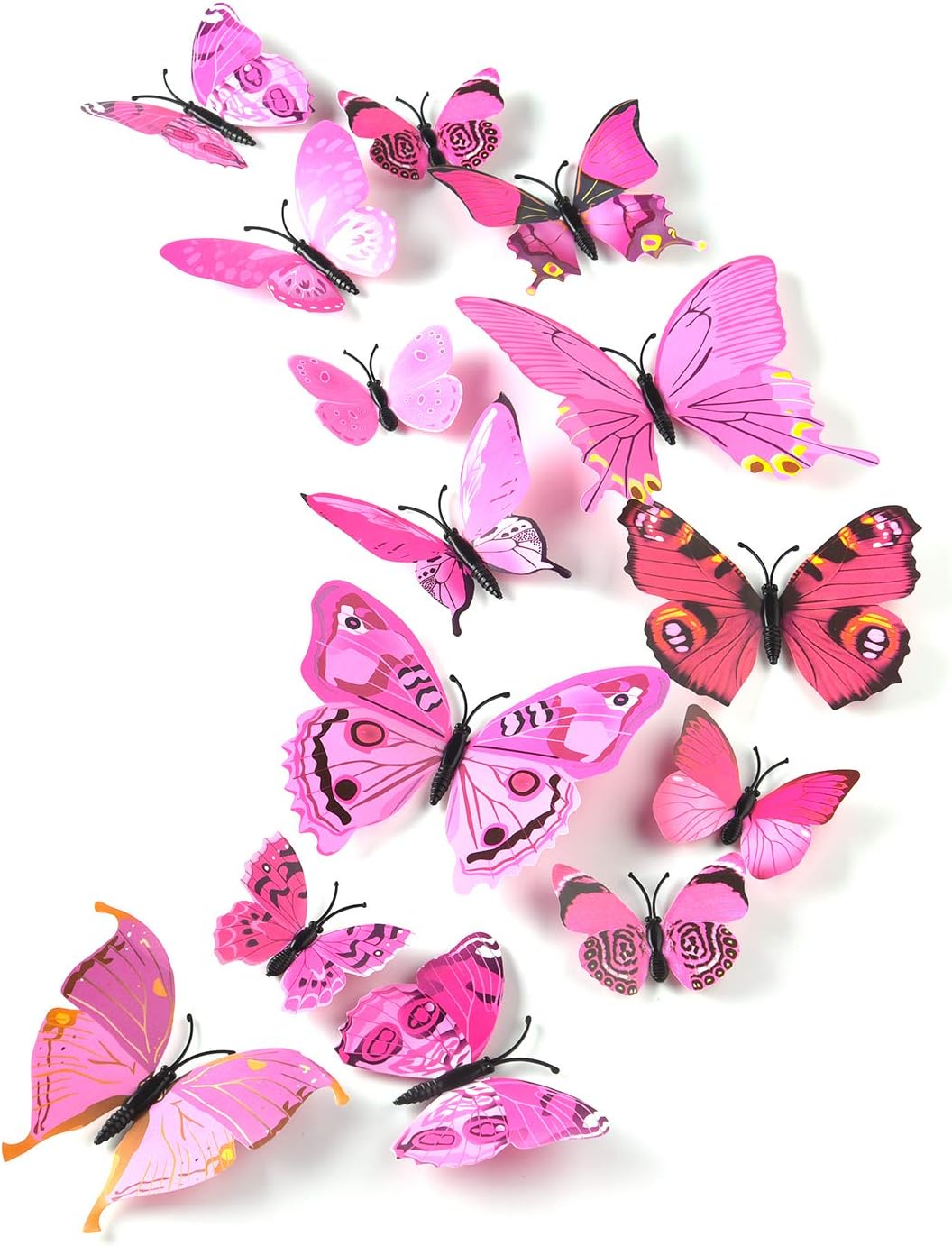 TUPARKA 36 Pieces 3D Butterfly Wall Stickers Butterfly Girls Bedroom Accessories, Pink