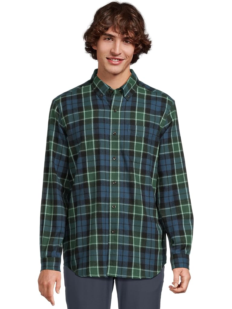 Blue L.L.Bean Scotch Plaid Flannel Shirt Traditional Fit