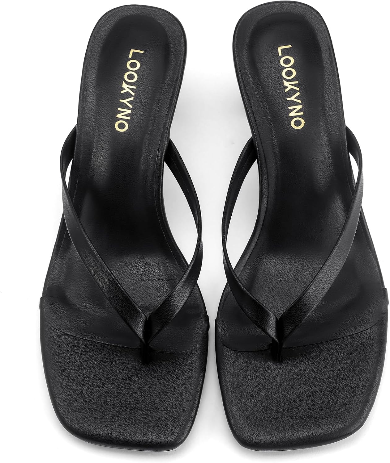 Kitten Heels Flip Flop Thong Sandals 2.5-Inch Low Heeled Square Open Toe Sandals for Women