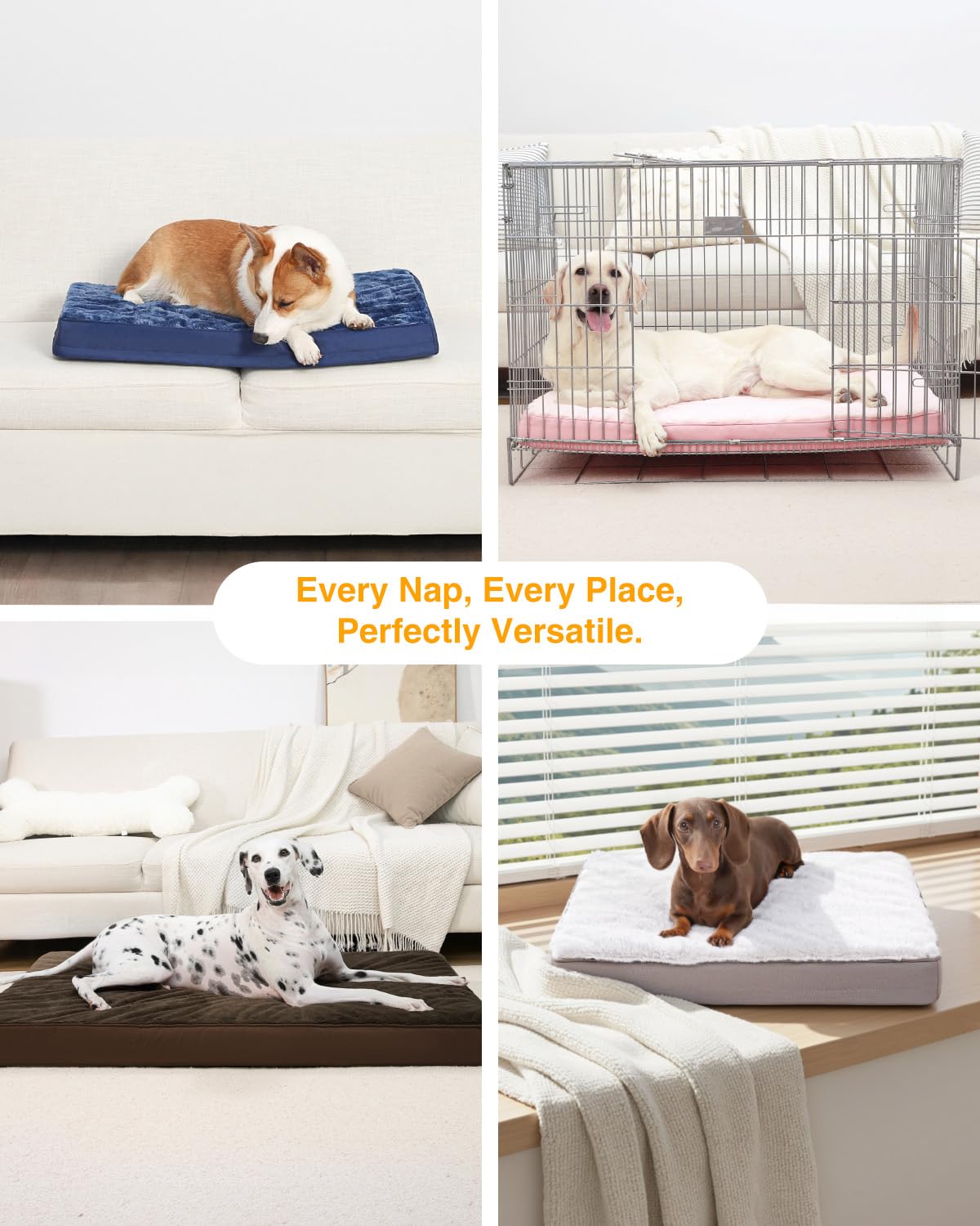KSIIA Orthopedic Dog Bed Waterproof Dog Crate Bed for Extra Large Dogs Deluxe Plush Washable with Egg Crate Foam & Removable Cover, 47 x 29 Inch, Gray - image 7