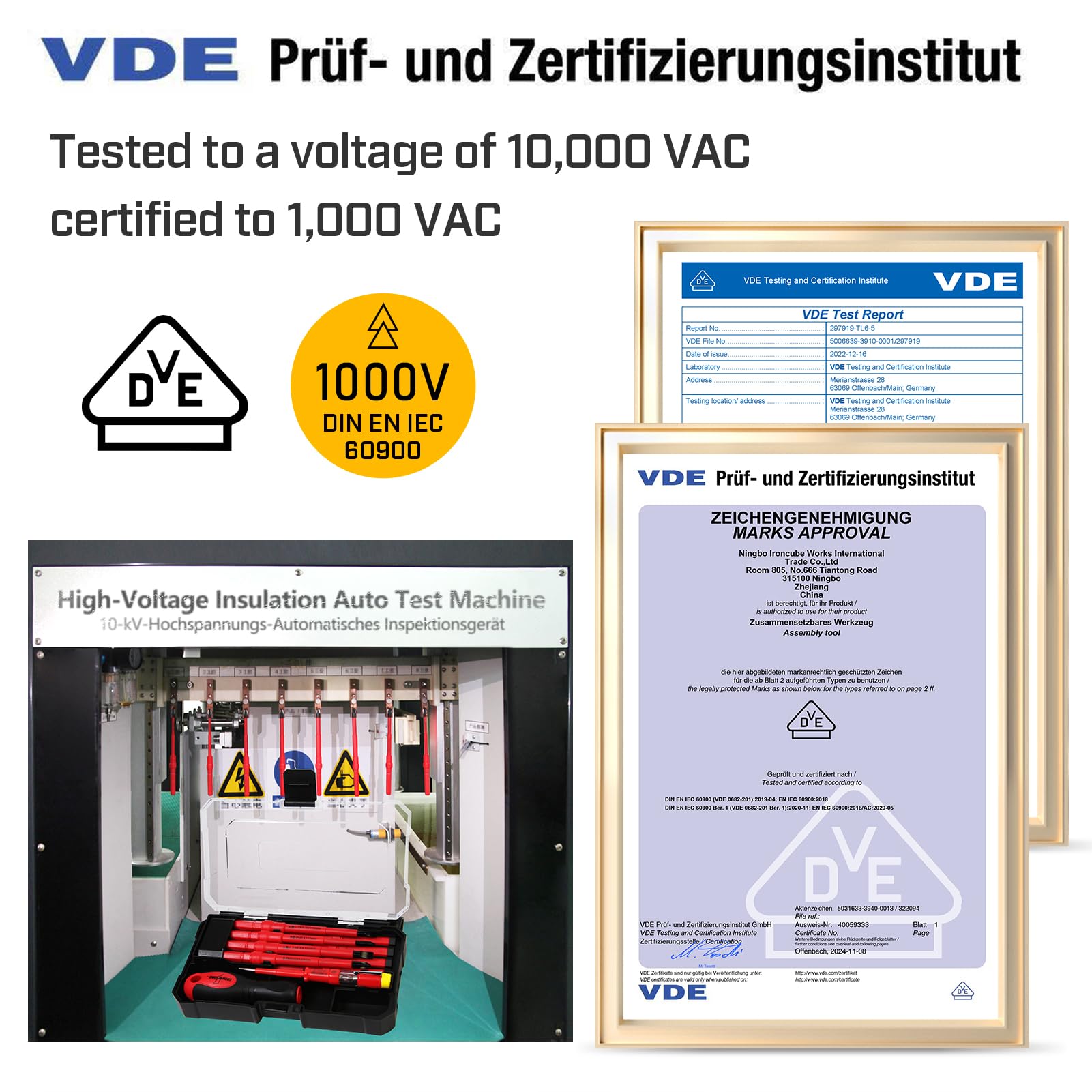 IRONCUBE Zestaw wkrętaków izolowanych dla elektryków: wymienne bity z certyfikatem VDE 9 w 1 1000 V z magnetycznymi końcówkami