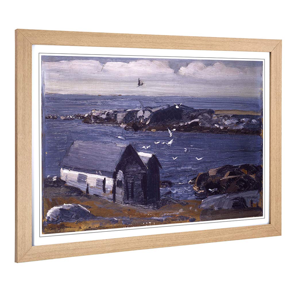 Big Box Art Framed Print of George Bellows The Gulls, Monhegan Design | Wall Art Picture | Home Decor for Kitchen, Living Room, Bedroom, Hallway, Oak, A2 / 24.5x18 Inch / 62x45cm