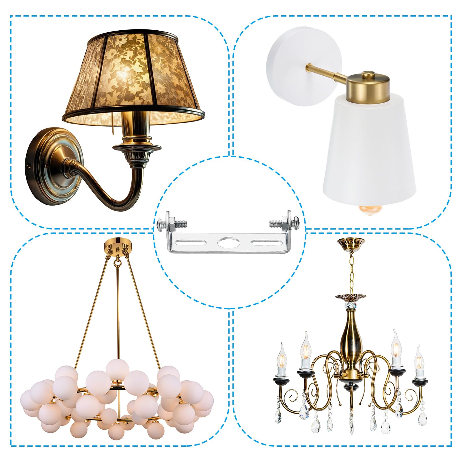 PATIKIL 70 mm (2,76 cala), uniwersalny uchwyt montażowy do lamp, 4 belki poprzeczne, płyta lampy sufitowej ze śrubą do oświetlenia ściennego, sufitu, lampa wisząca, żyrandol