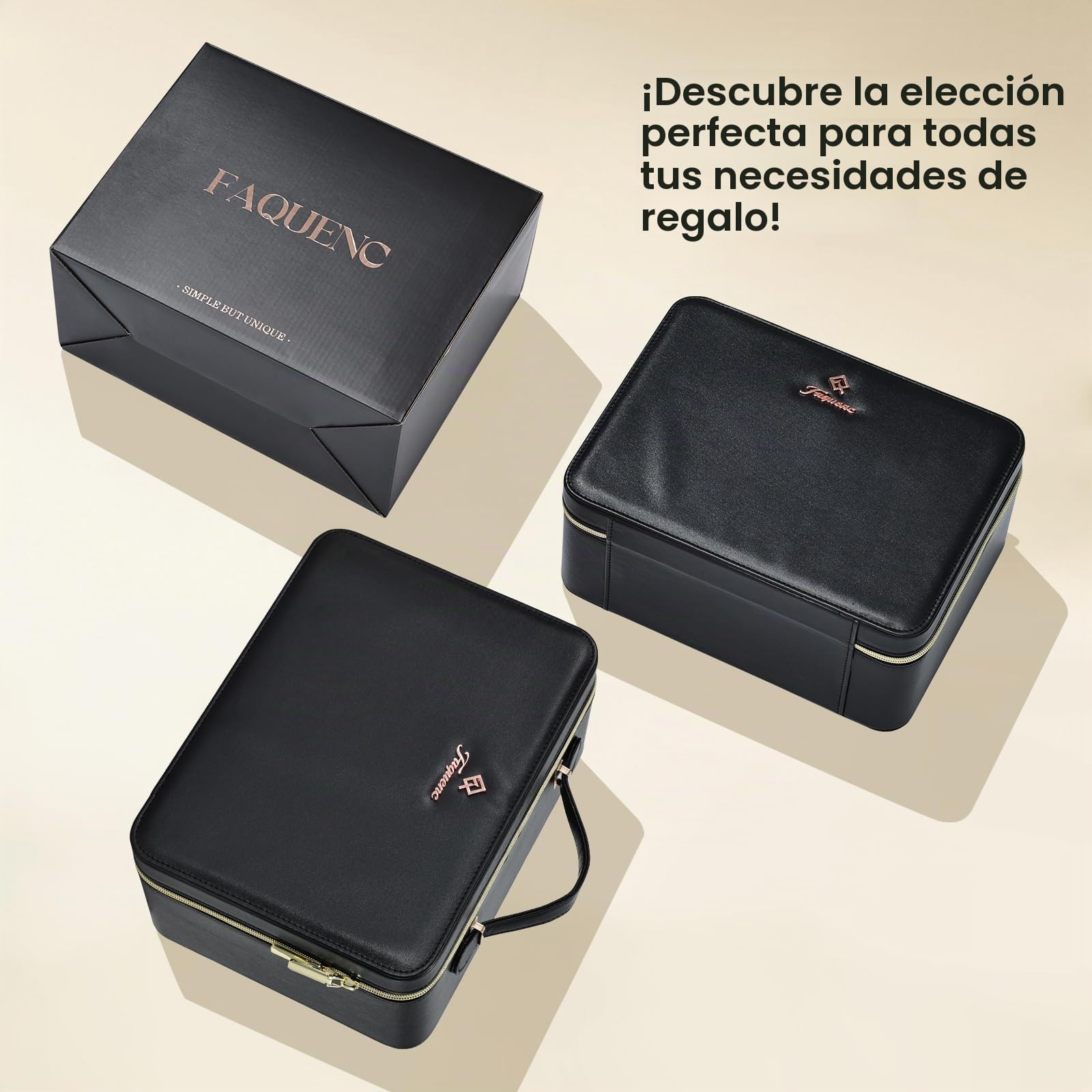 Maletin Maquillaje con LED Grande Maletín Organizador Maquillaje portátil de Cuero PU Estuche Maquillaje con Espejo extraíble Neceser Maquillaje con Soporte para brochas de Maquillaje, Negro