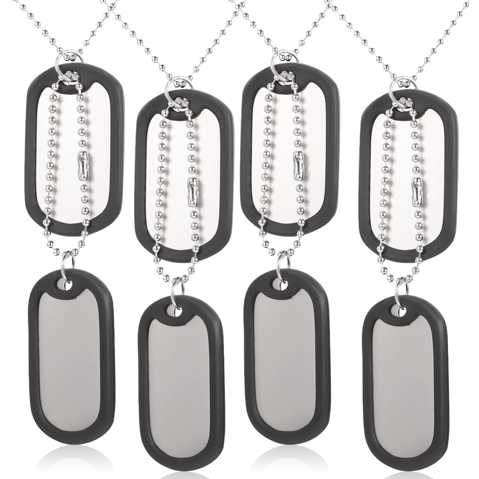 BESPORTBLE Dog Tag Necklace Set 4 Pieces Soundproof Pet Tags Fashion Pendant for Dog and Cat