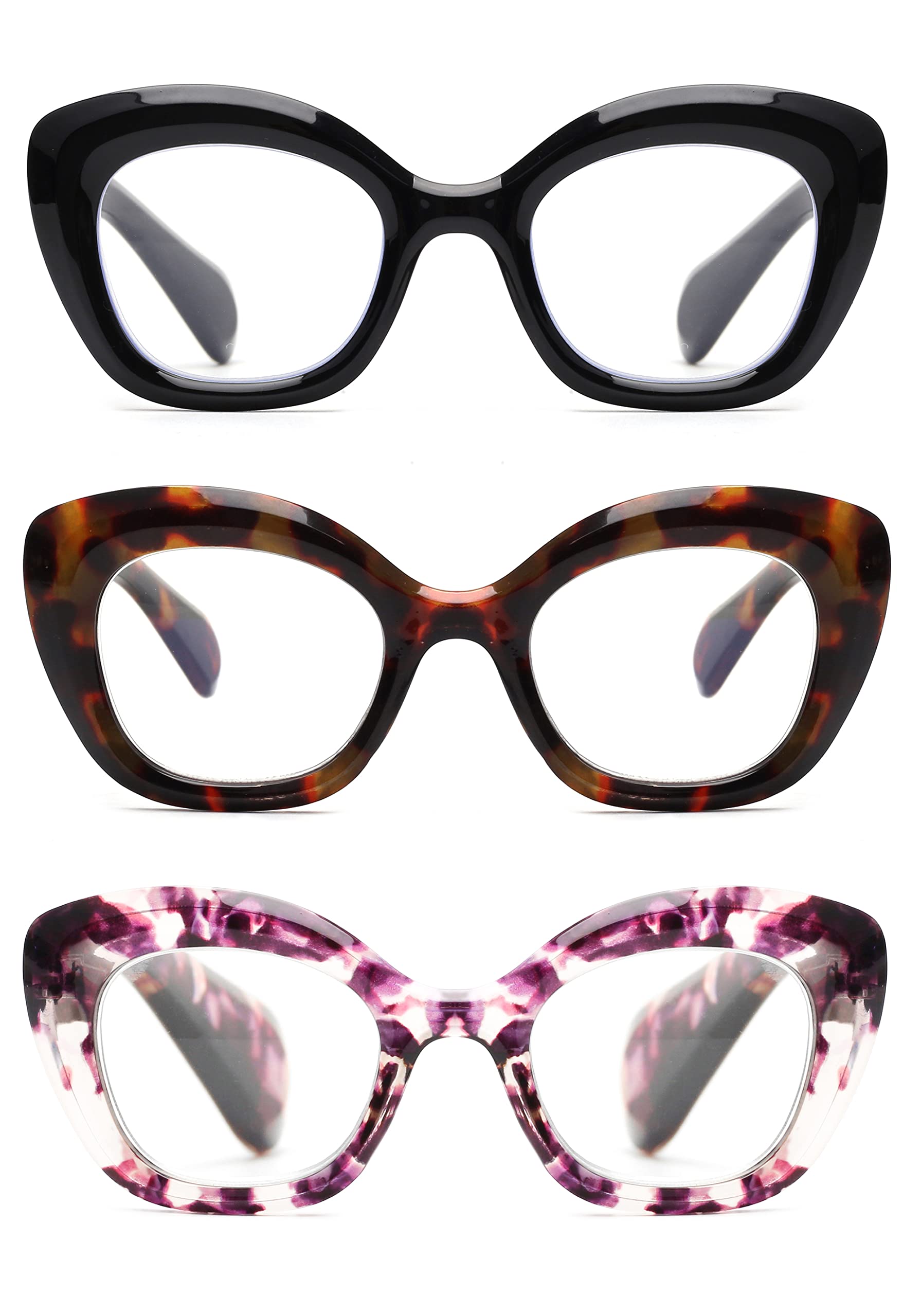 JM Occhiali da Lettura Donna con Cerniera a Molla, Occhiali Luce Blu Occhio di Gatto