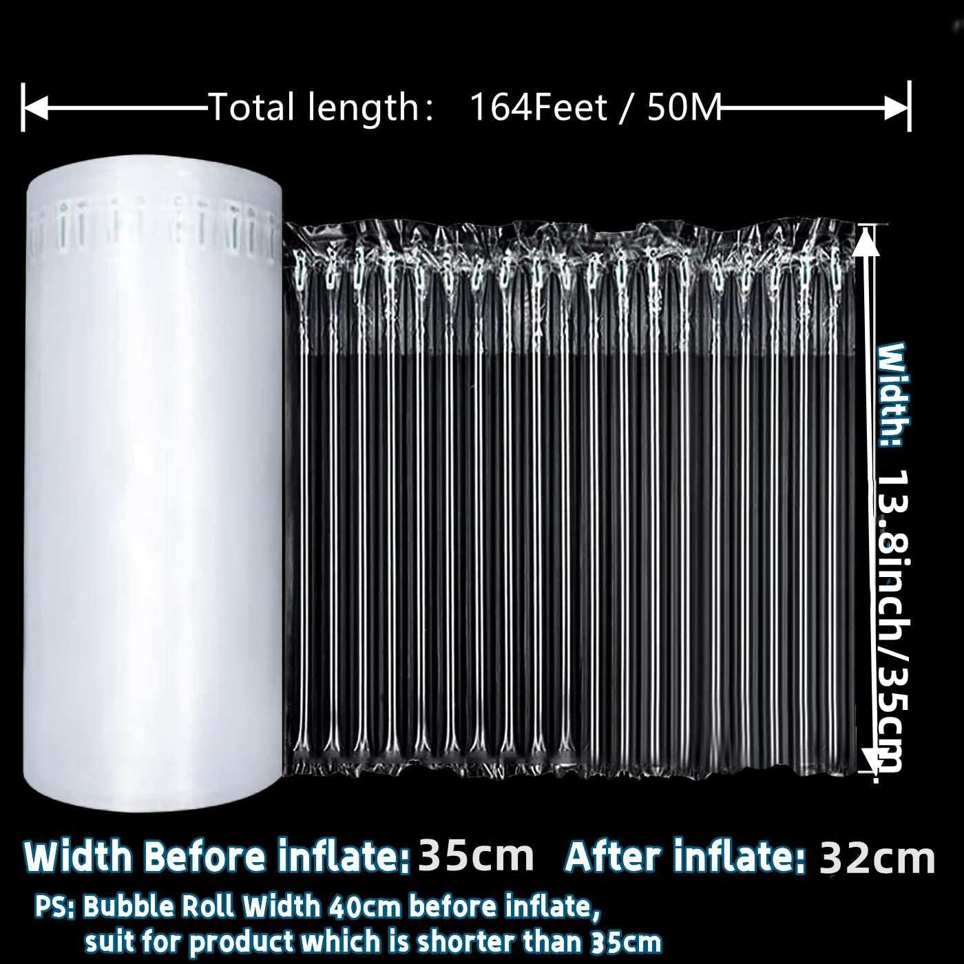 Bubble Cushioning Wrap Roll - 13.8 inch x 164feet Inflatable bubble Column wrap roll with free Pump, Jarler Air Pillow for heavy duty Packing Shipping Moving supplies, Large Bubble Roll Wrap
